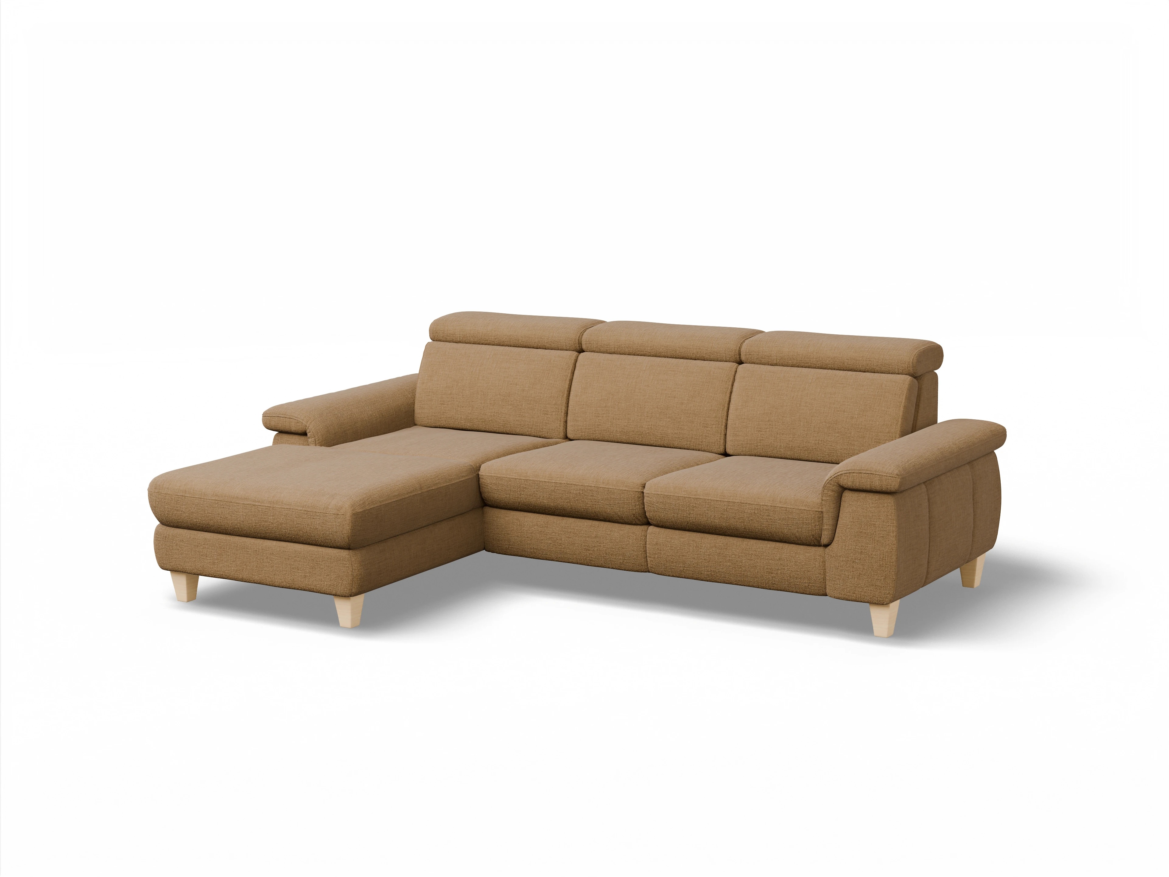 München LO Medium L Ansicht des Produktes München Ecksofa links Abschluss offen in Stoff Orange