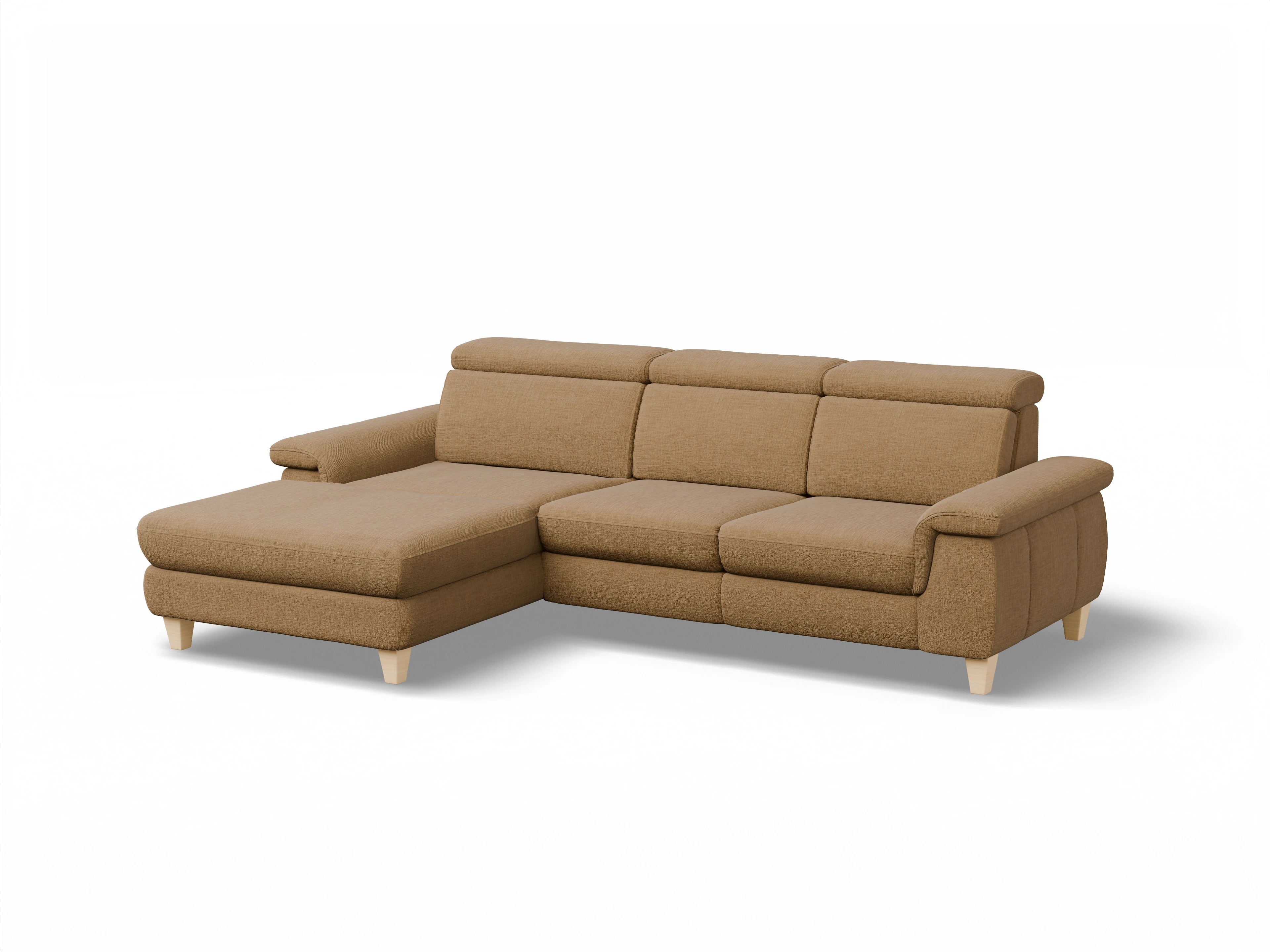 Ansicht des Produktes München Ecksofa links Abschluss offen in Stoff Orange