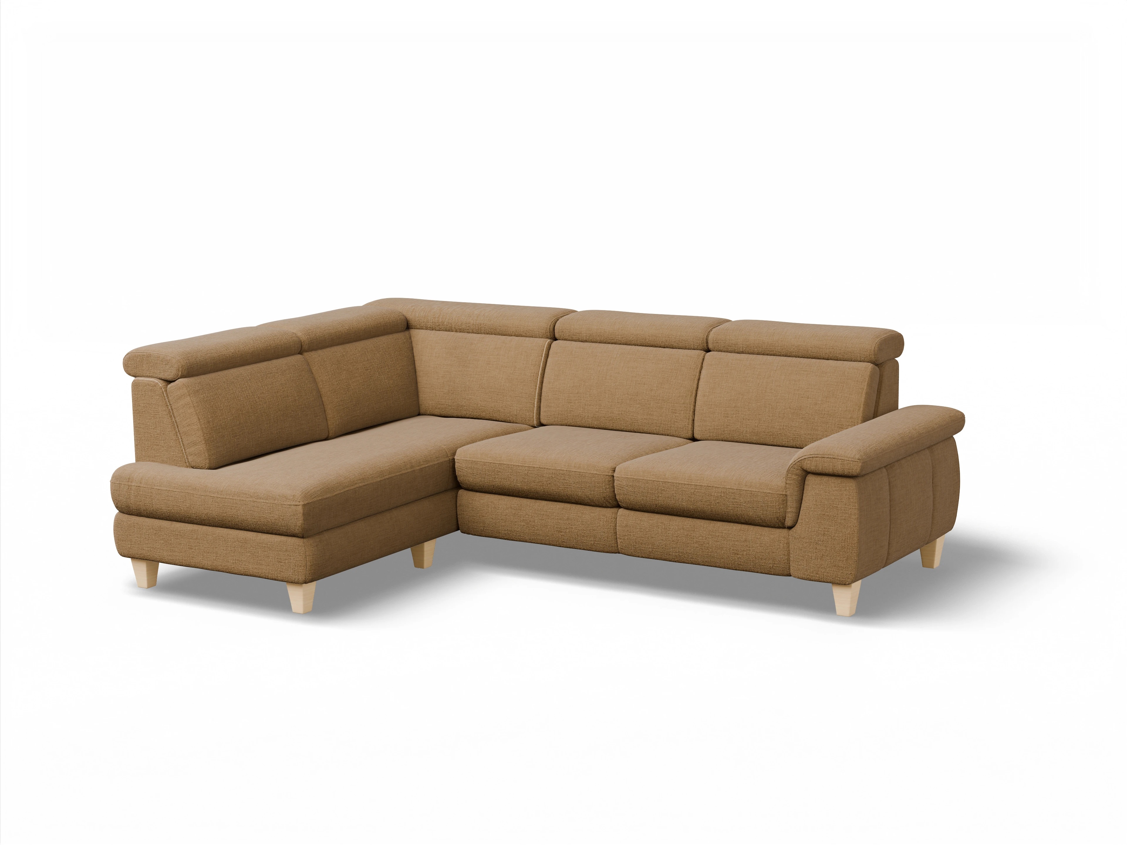 Ansicht des Produktes München Ecksofa links Abschluss offen in Stoff Orange