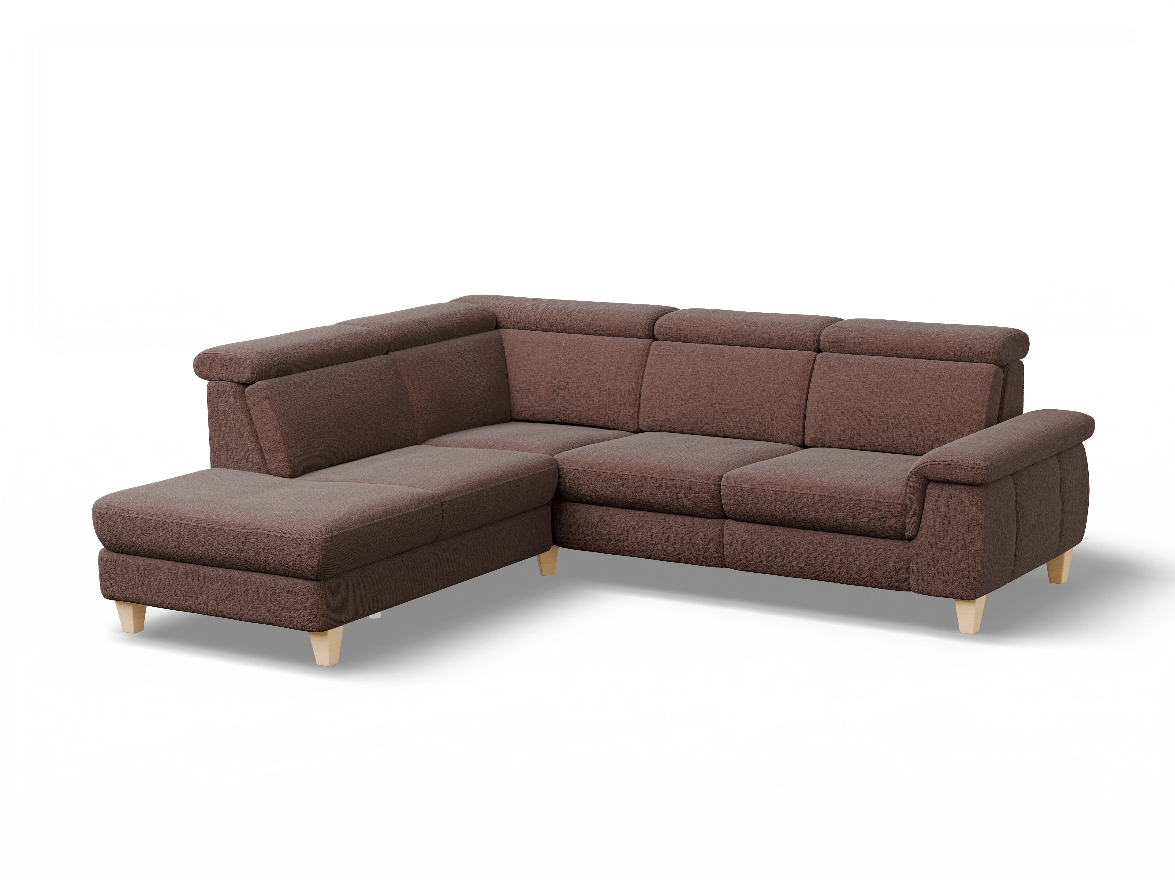 Ansicht des Produktes München Ecksofa links mit Armlehne in Stoff Orange