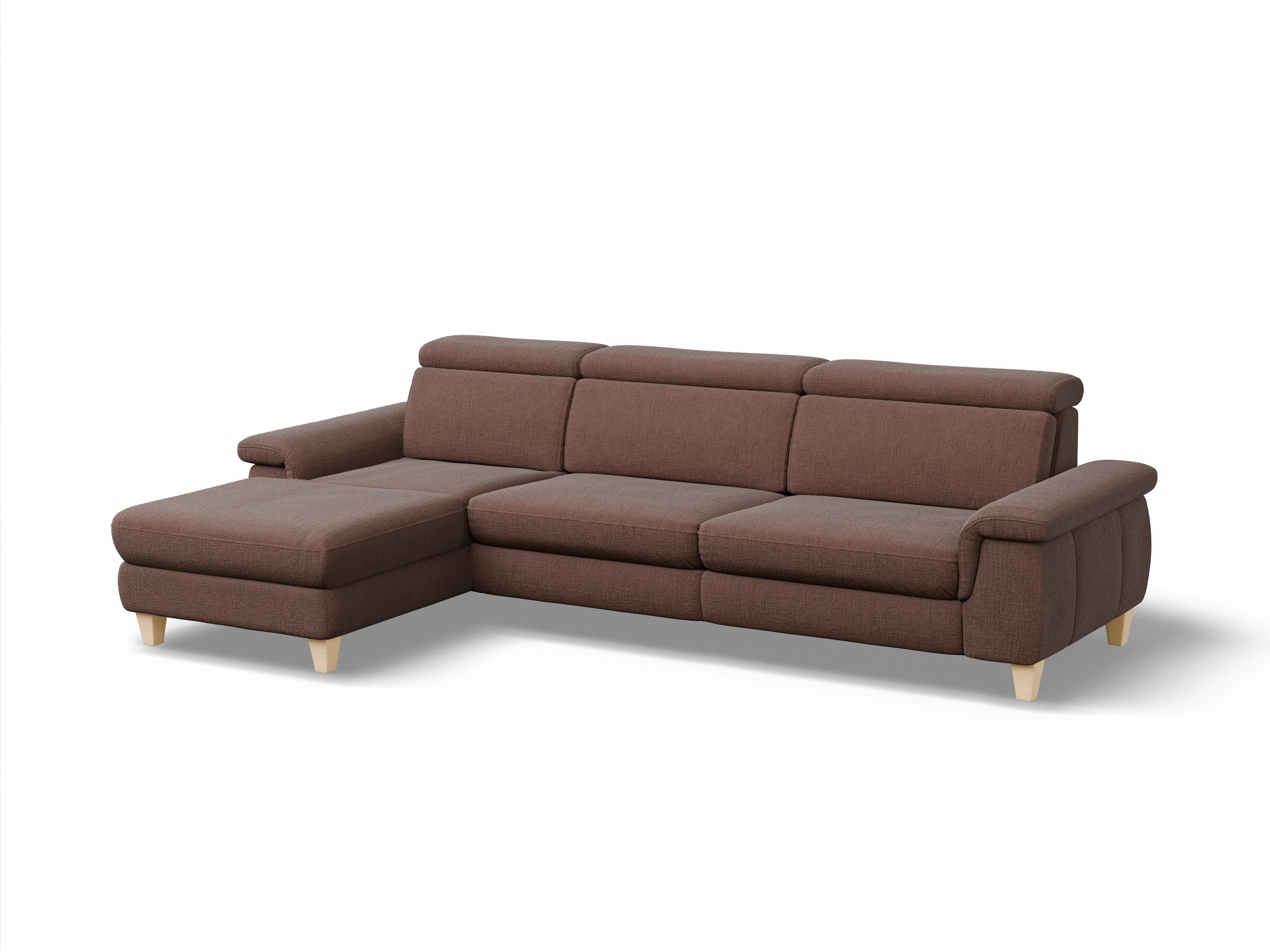 Ansicht des Produktes München Ecksofa links Abschluss offen in Stoff Orange