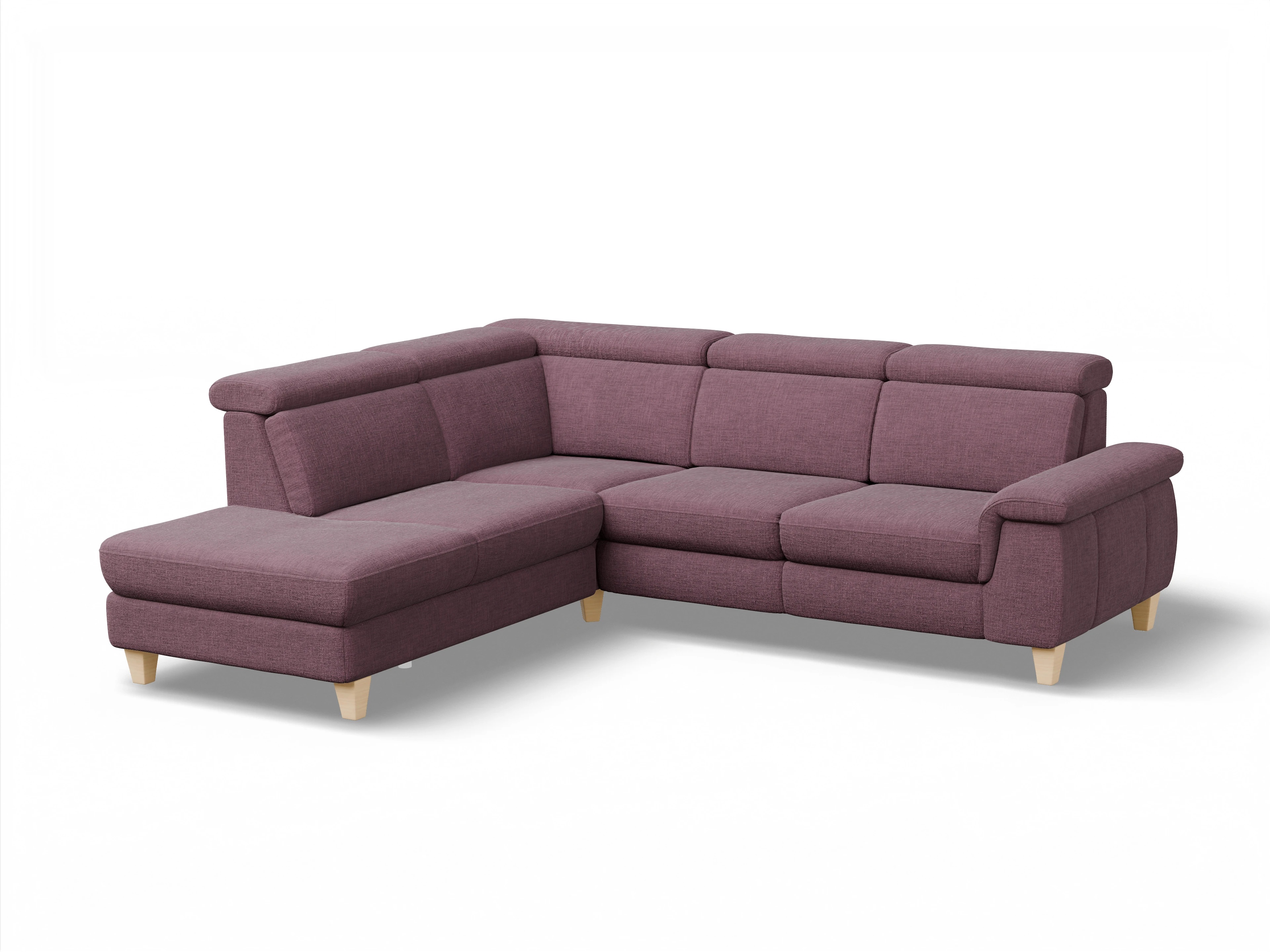 München 1AH WEkl Medium L Ansicht des Produktes München Ecksofa links mit Armlehne in Stoff Rot