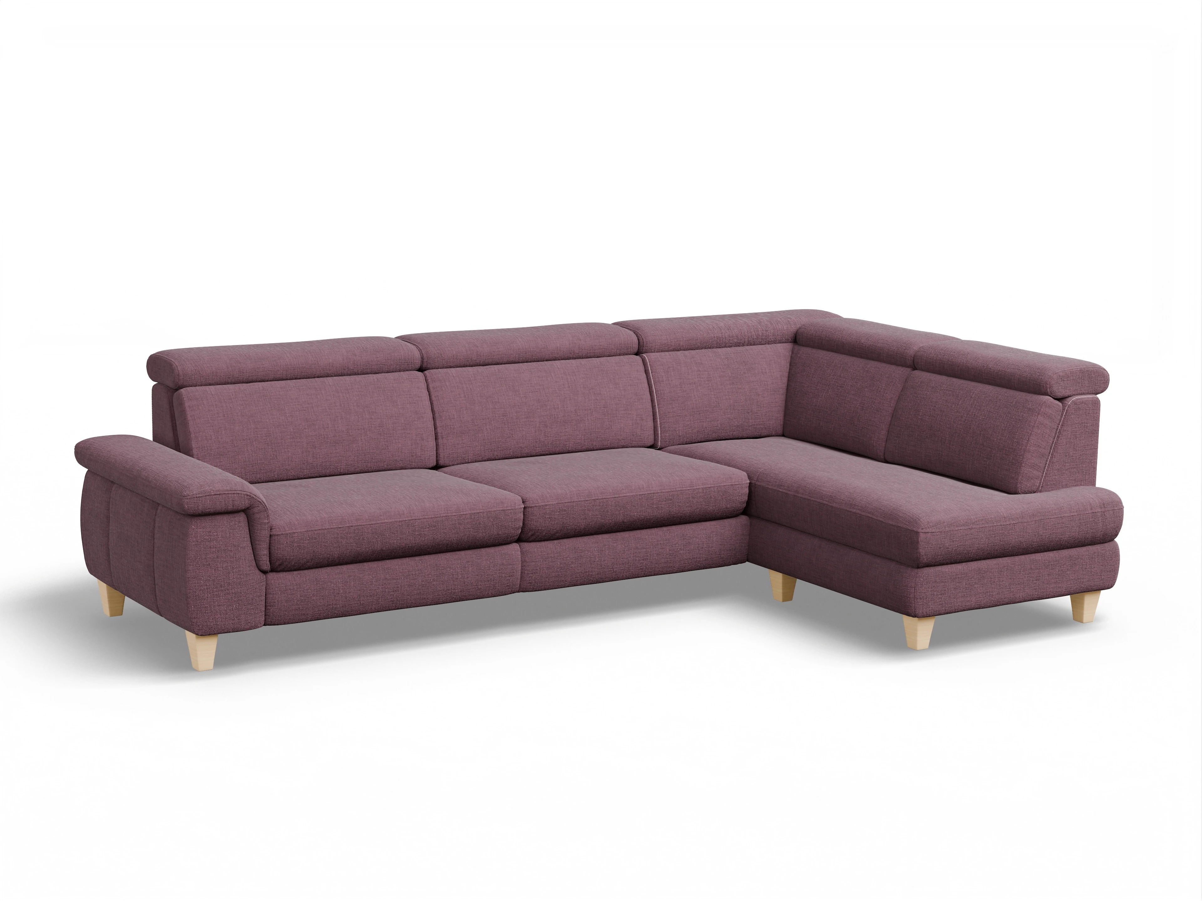 Ansicht des Produktes München Ecksofa rechts Abschluss offen in Stoff Rot