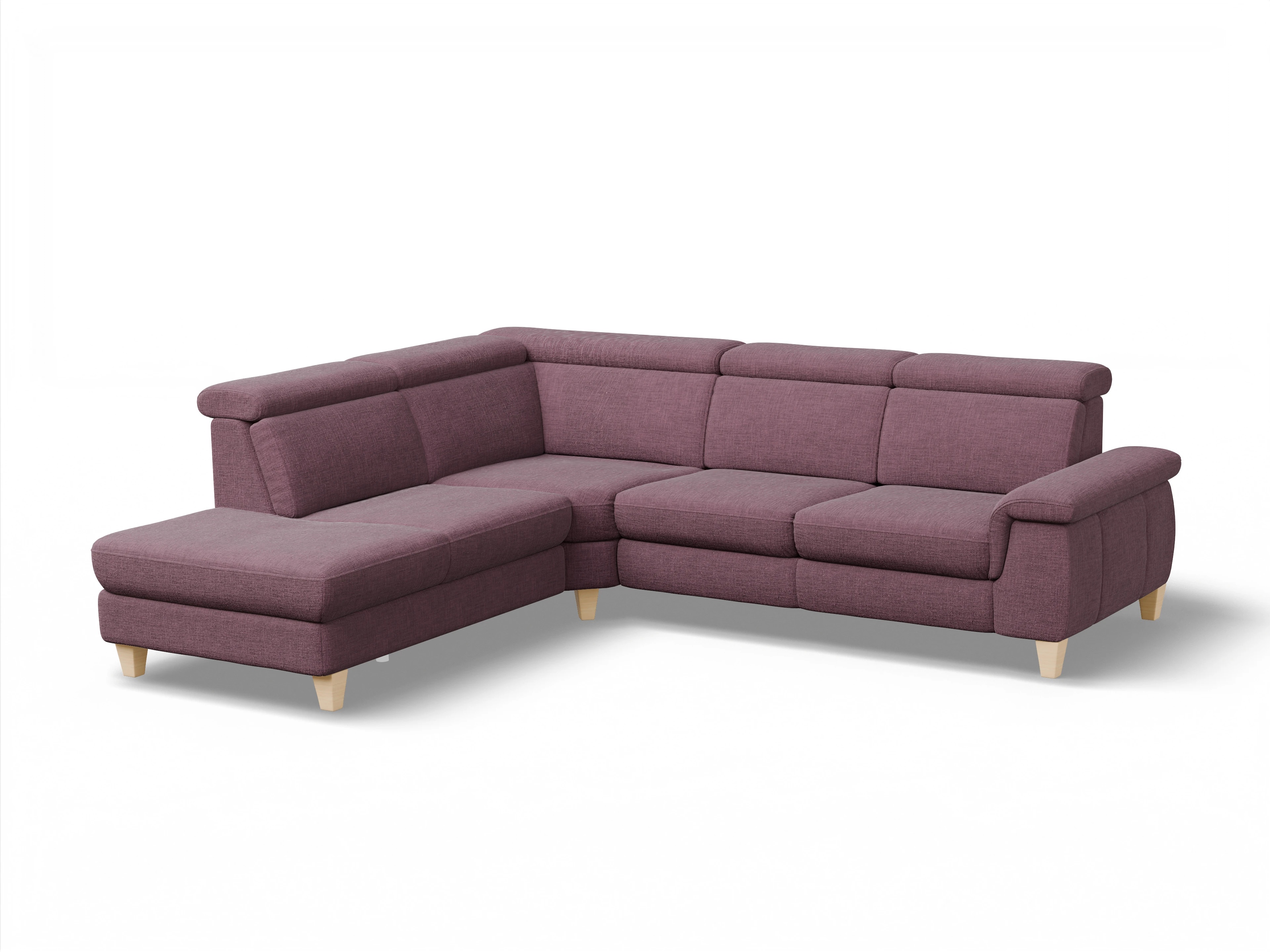 München 1Aho WE Small L Ansicht des Produktes München Ecksofa links Abschluss offen in Stoff Rot