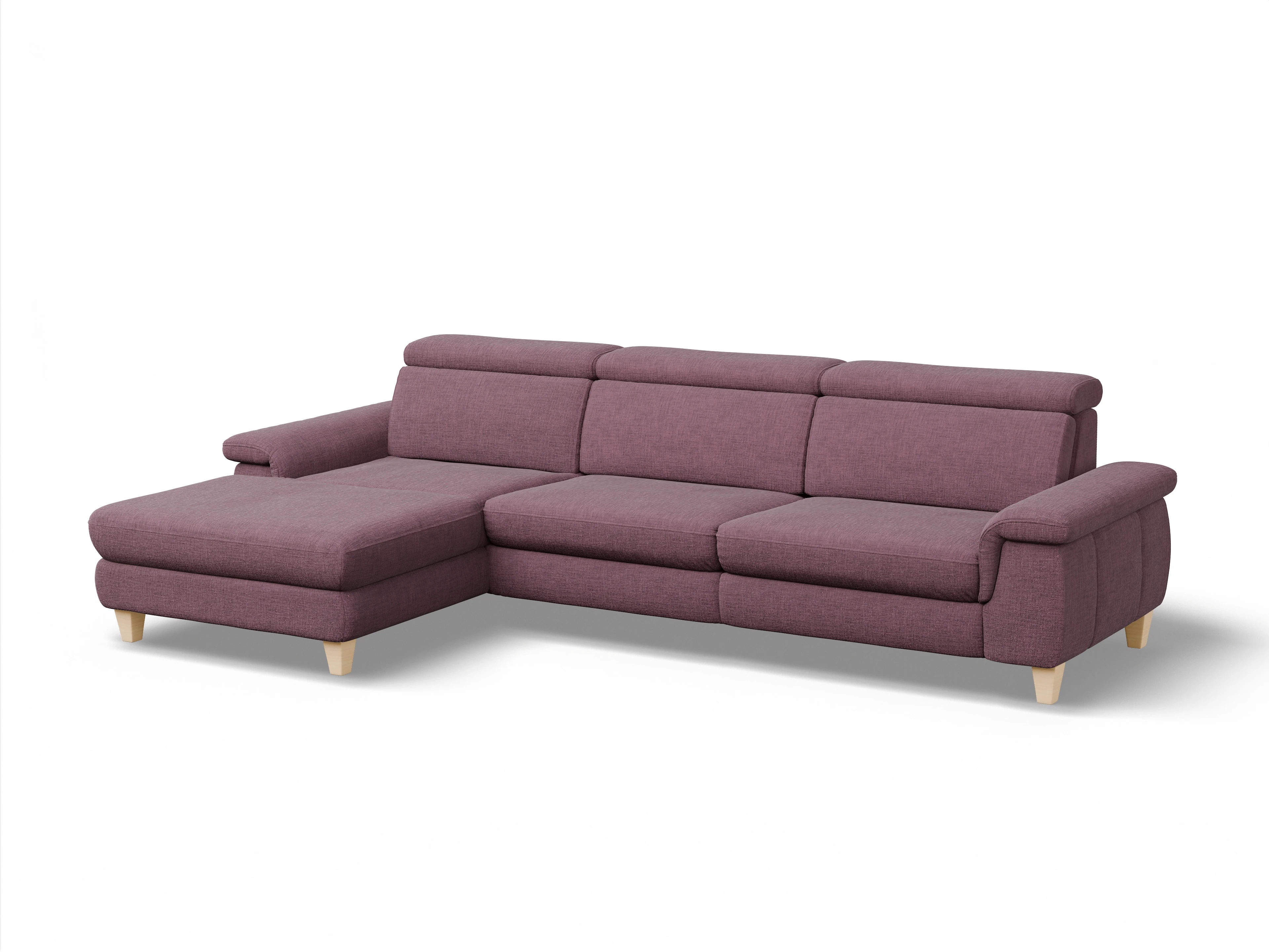 München LOgroß Large L Ansicht des Produktes München Ecksofa links Abschluss offen in Stoff Rot