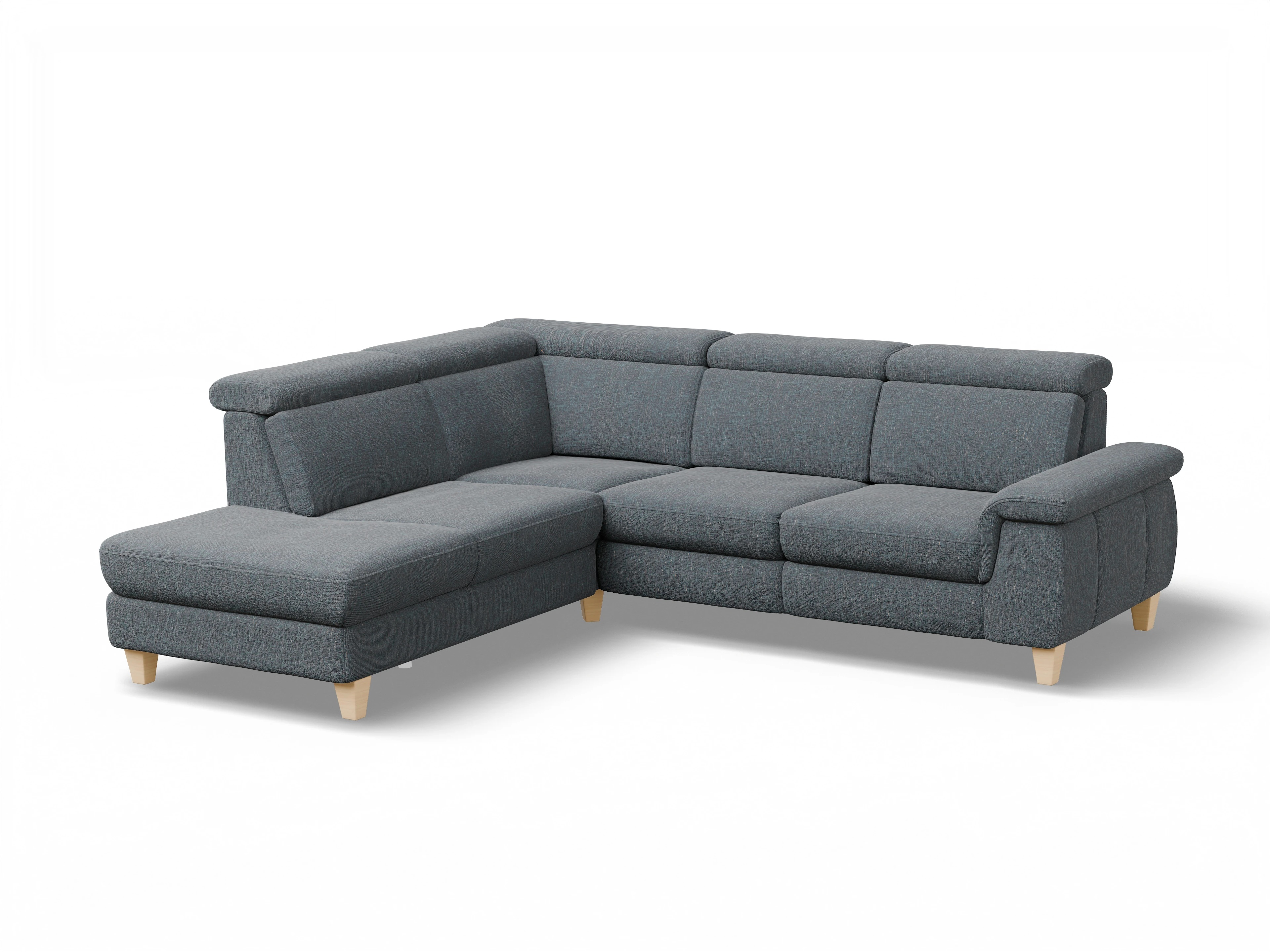 Ansicht des Produktes München Ecksofa links mit Armlehne in Stoff Grau