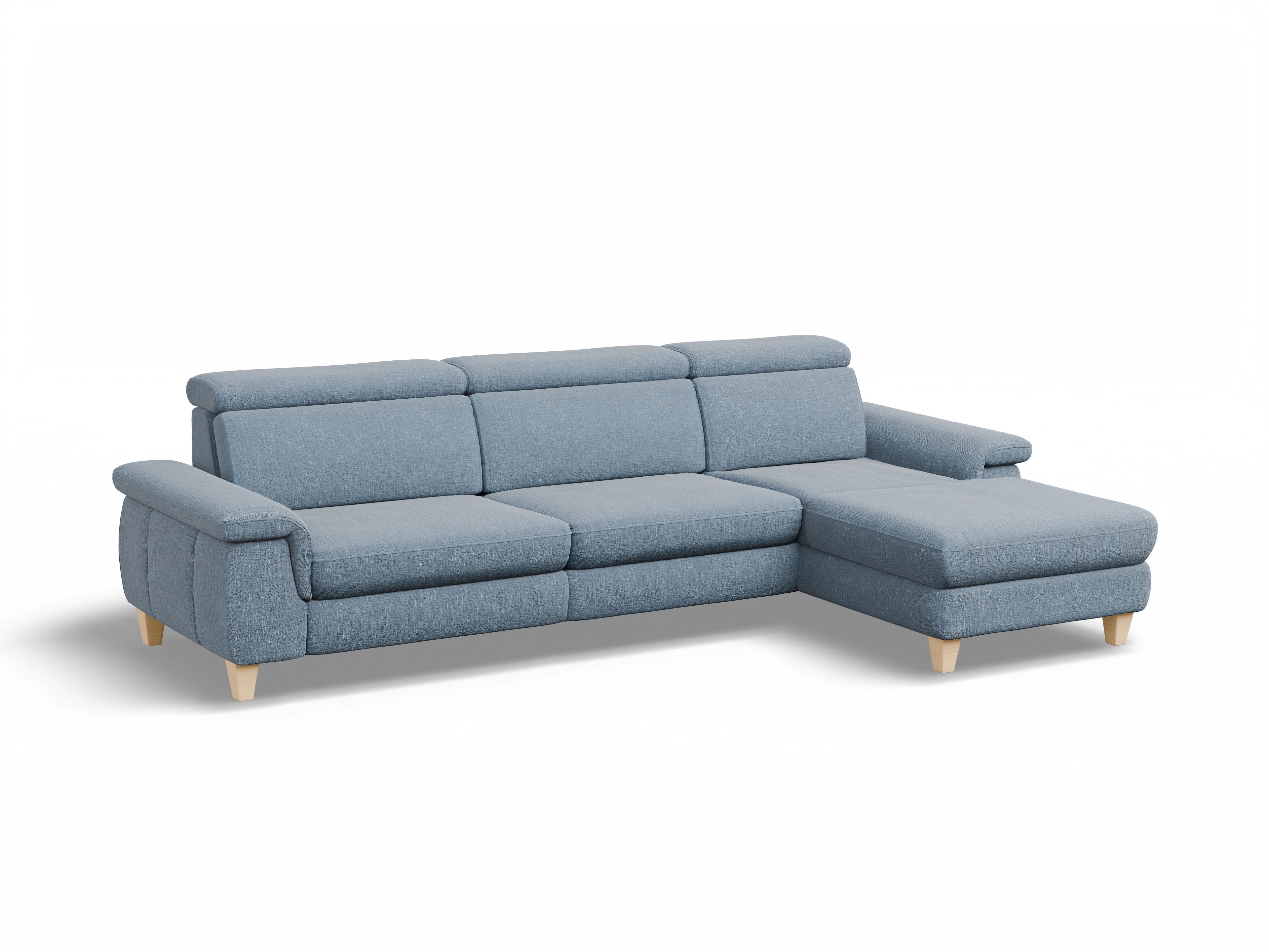 München LO Large R Ansicht des Produktes München Ecksofa rechts Abschluss offen in Stoff Blau