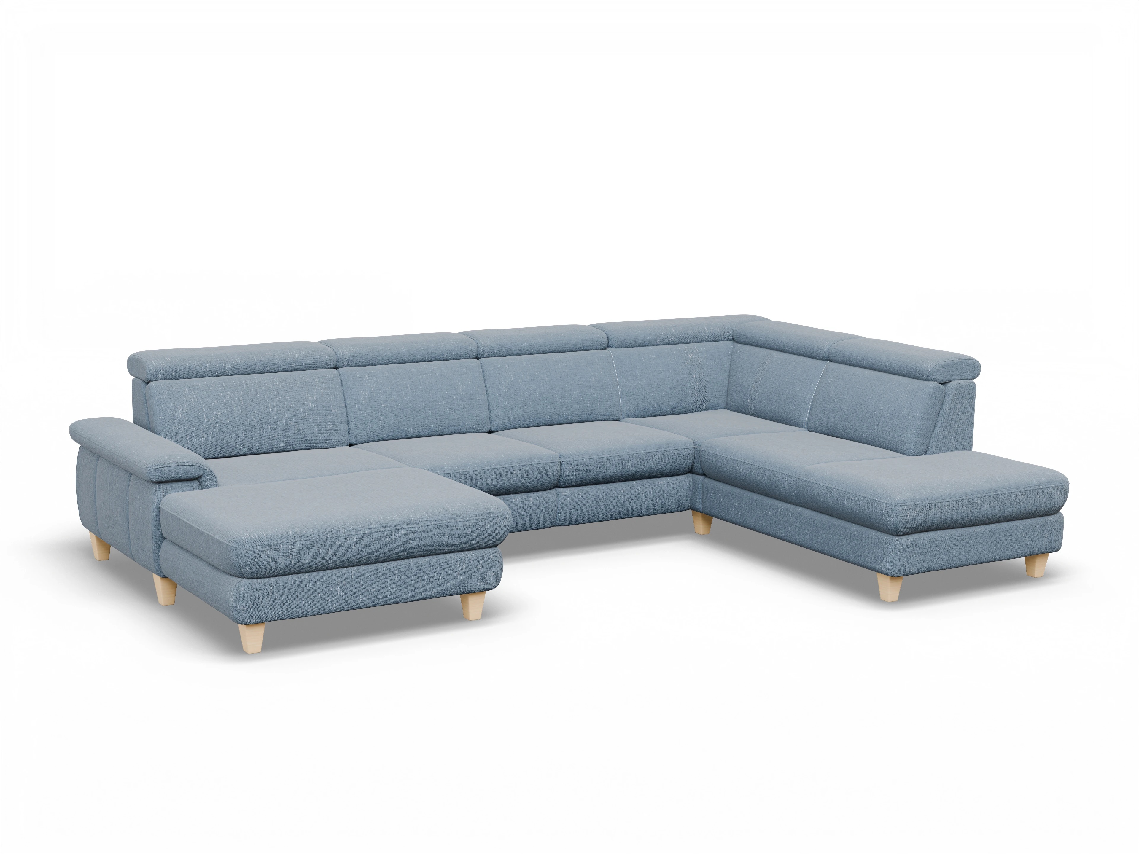 Ansicht des Produktes München Wohnlandschaft offen beidseitig in Stoff Blau