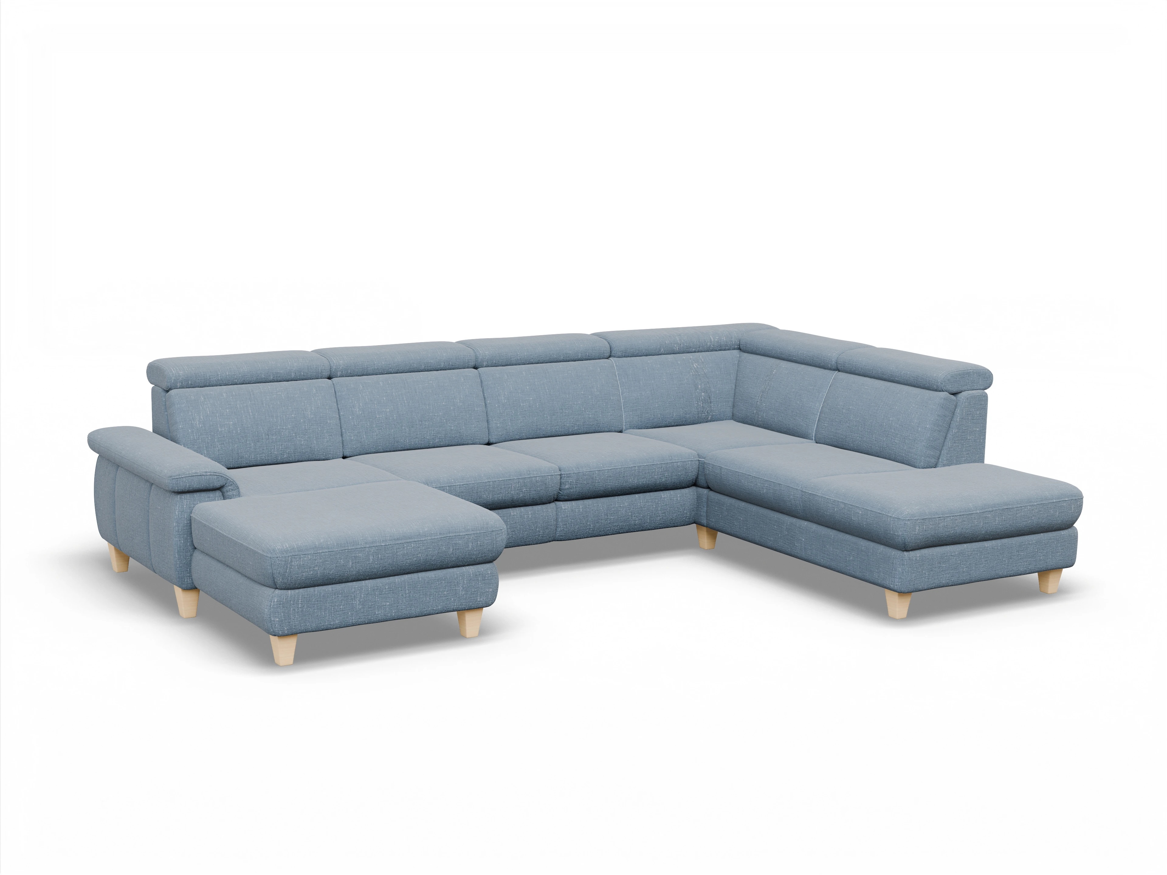 Ansicht des Produktes München Wohnlandschaft offen beidseitig in Stoff Blau
