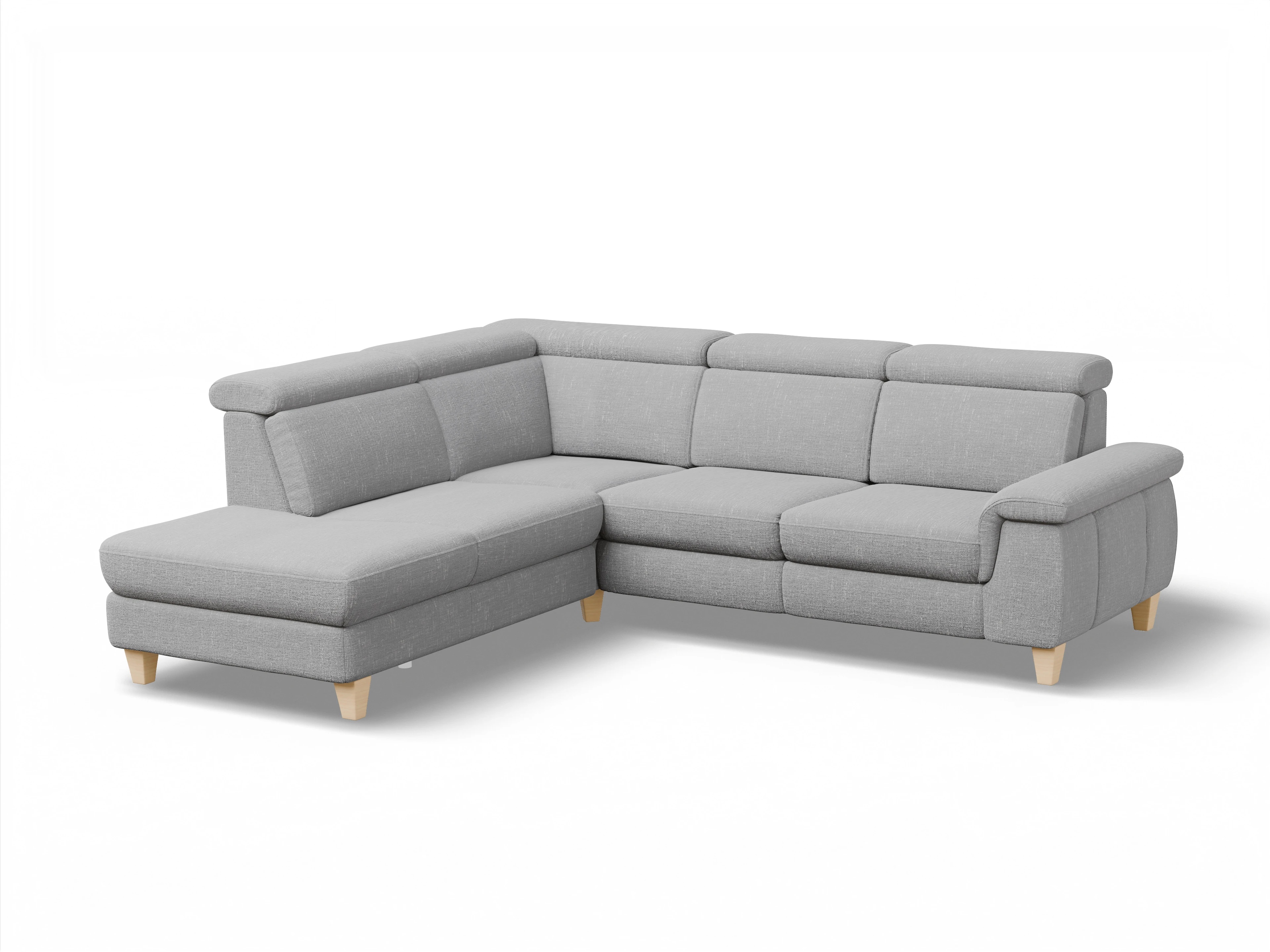 Ansicht des Produktes München Ecksofa links mit Armlehne in Stoff Grau