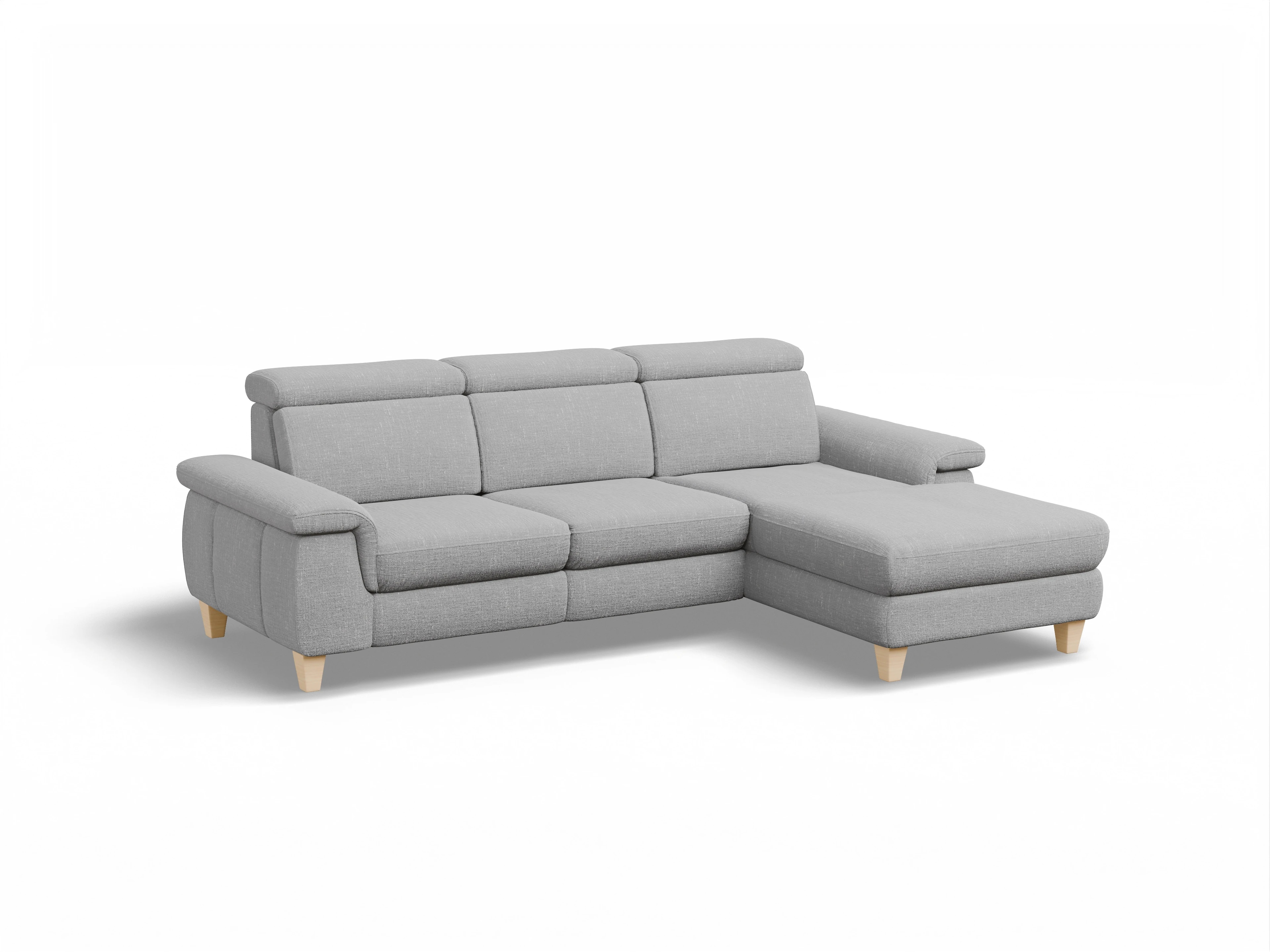 München LO Medium R Ansicht des Produktes München Ecksofa rechts Abschluss offen in Stoff Grau