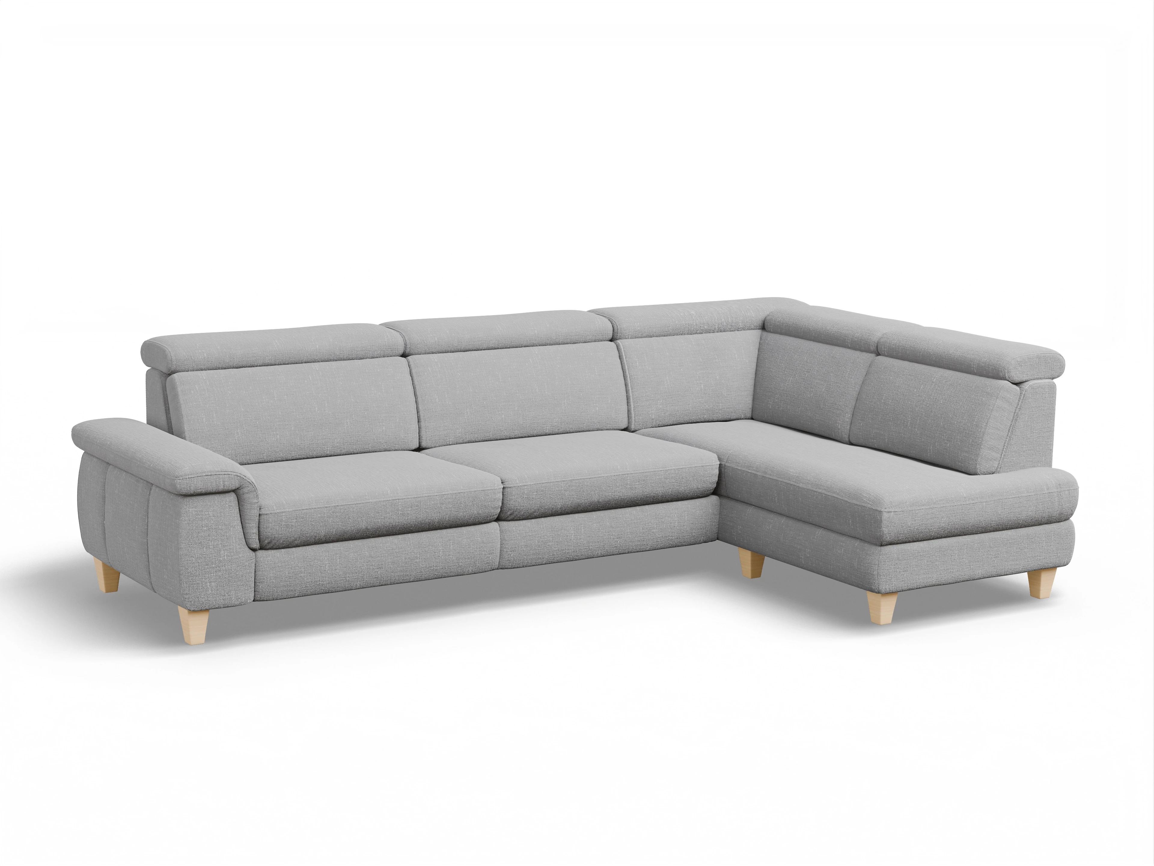 Ansicht des Produktes München Ecksofa rechts Abschluss offen in Stoff Grau