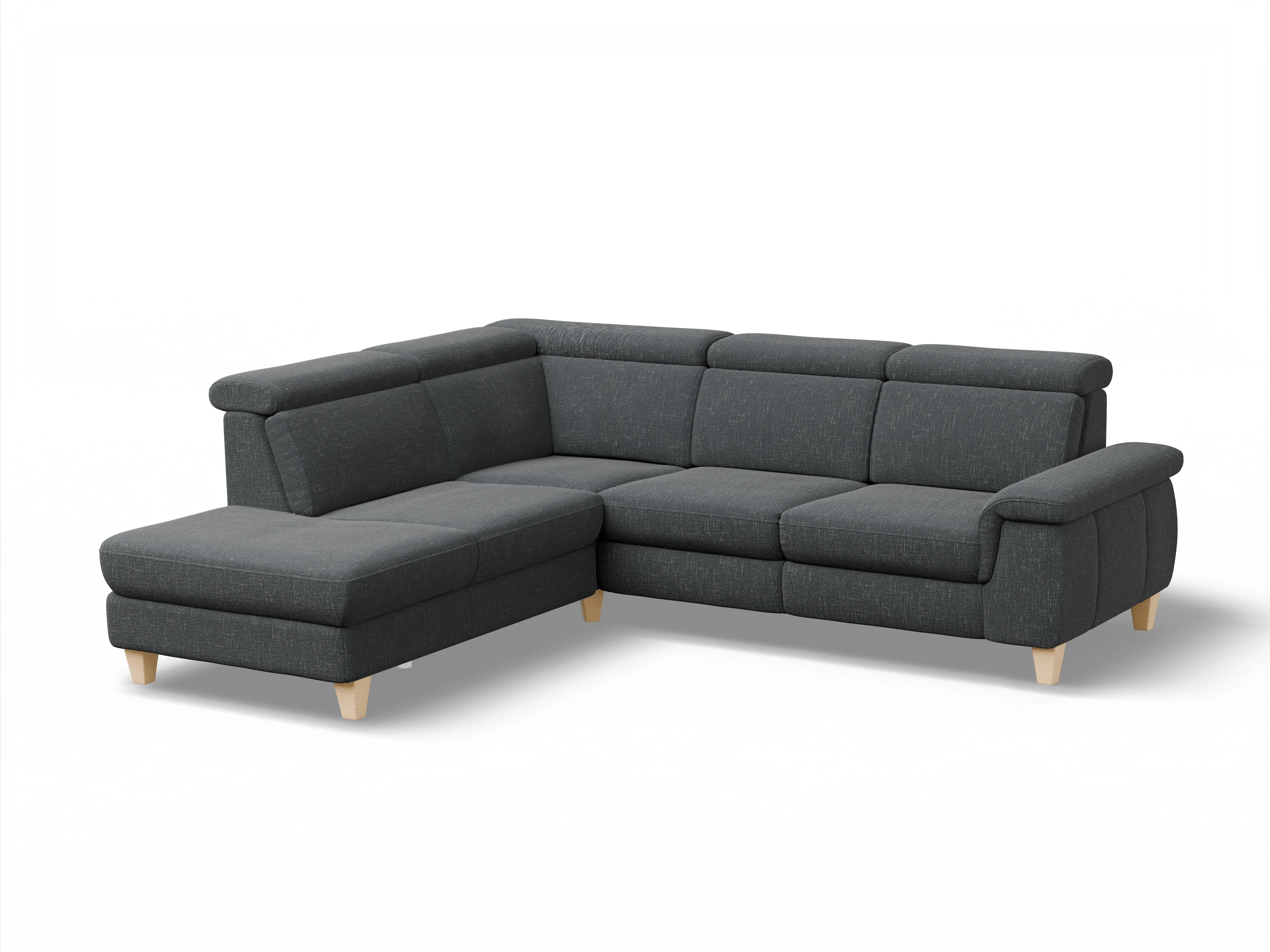 Ansicht des Produktes München Ecksofa links mit Armlehne in Stoff Grau
