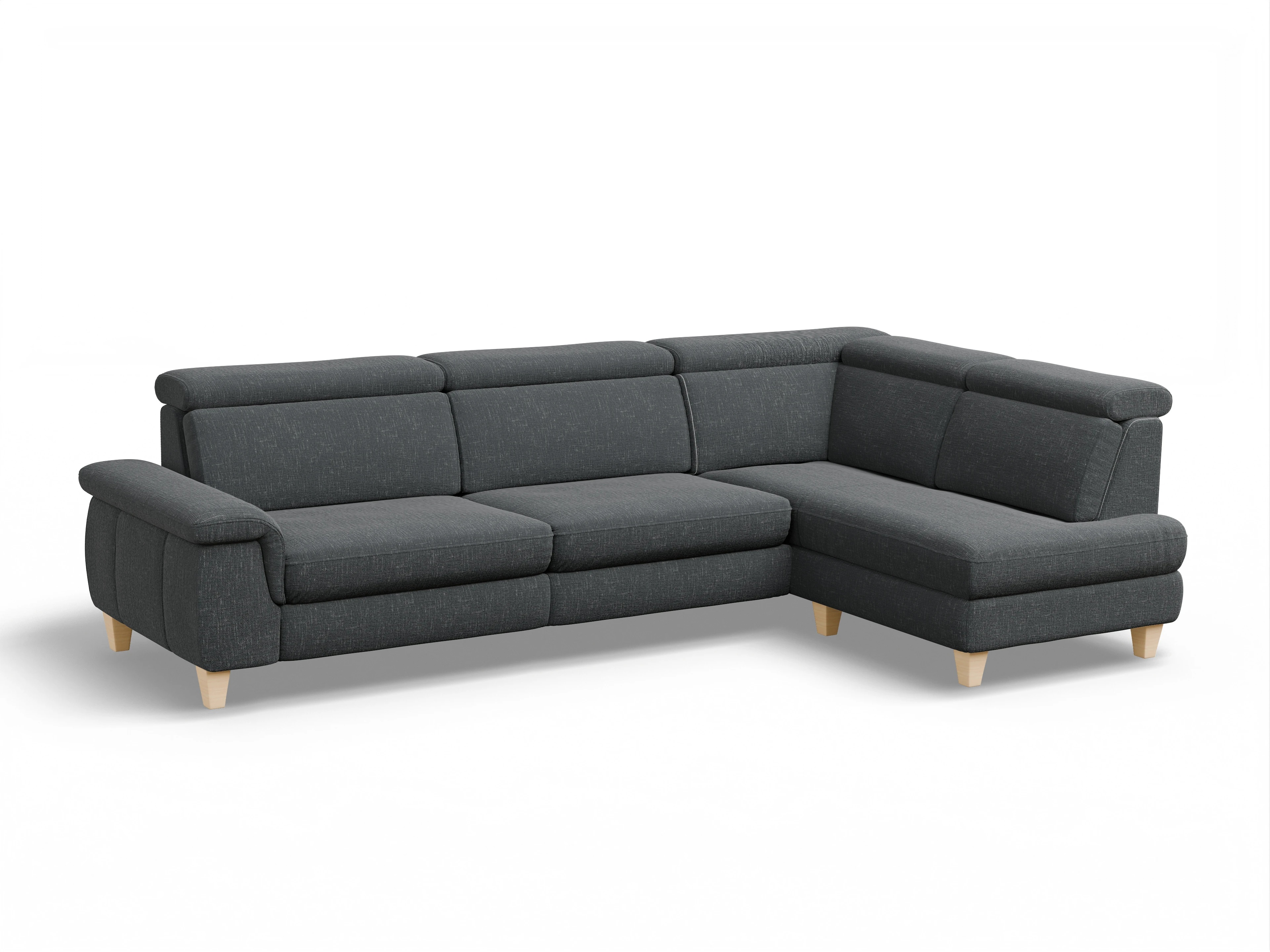 München KO Large R Ansicht des Produktes München Ecksofa rechts Abschluss offen in Stoff Grau