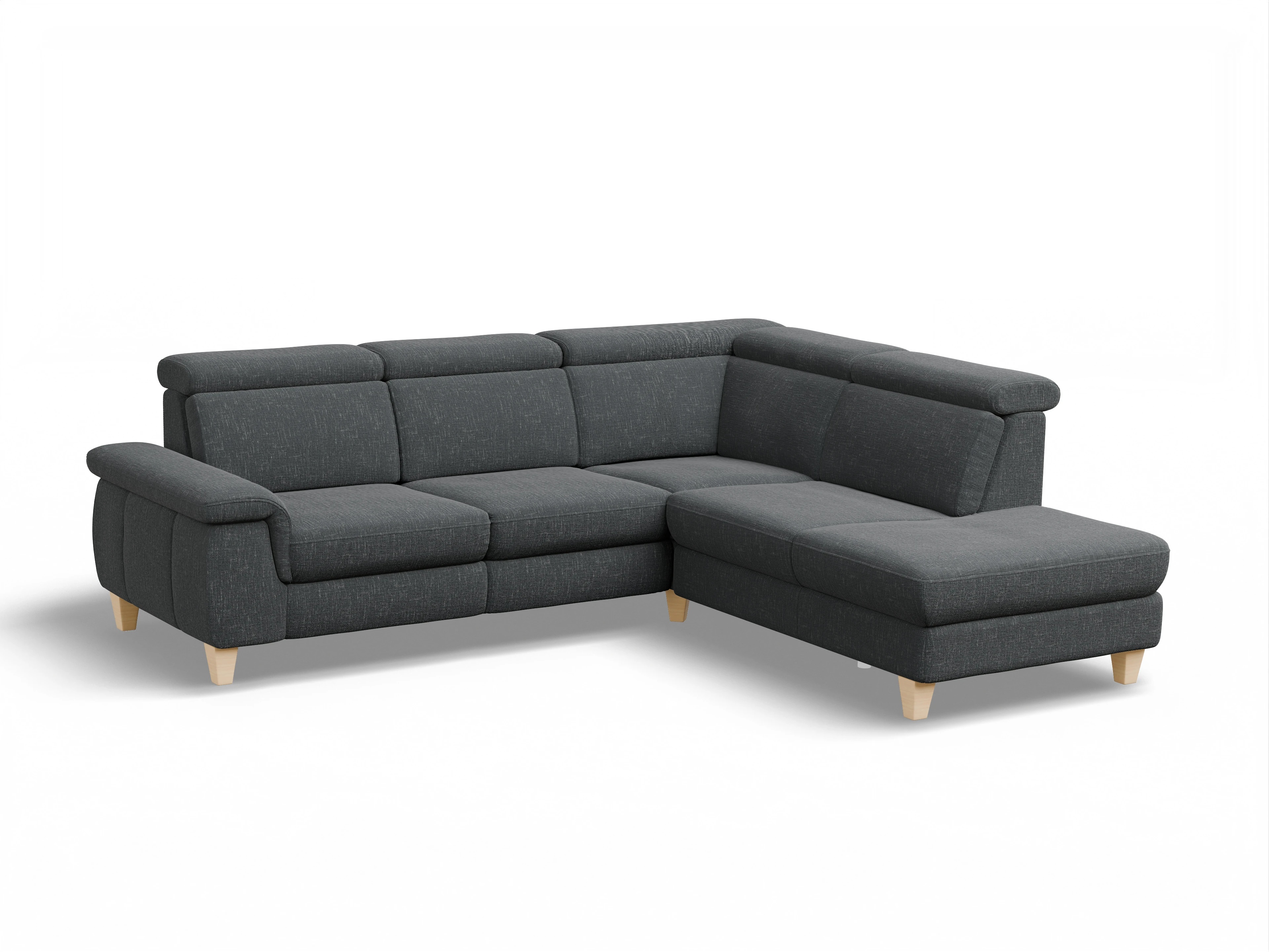 Ansicht des Produktes München Ecksofa rechts Abschluss offen in Stoff Grau