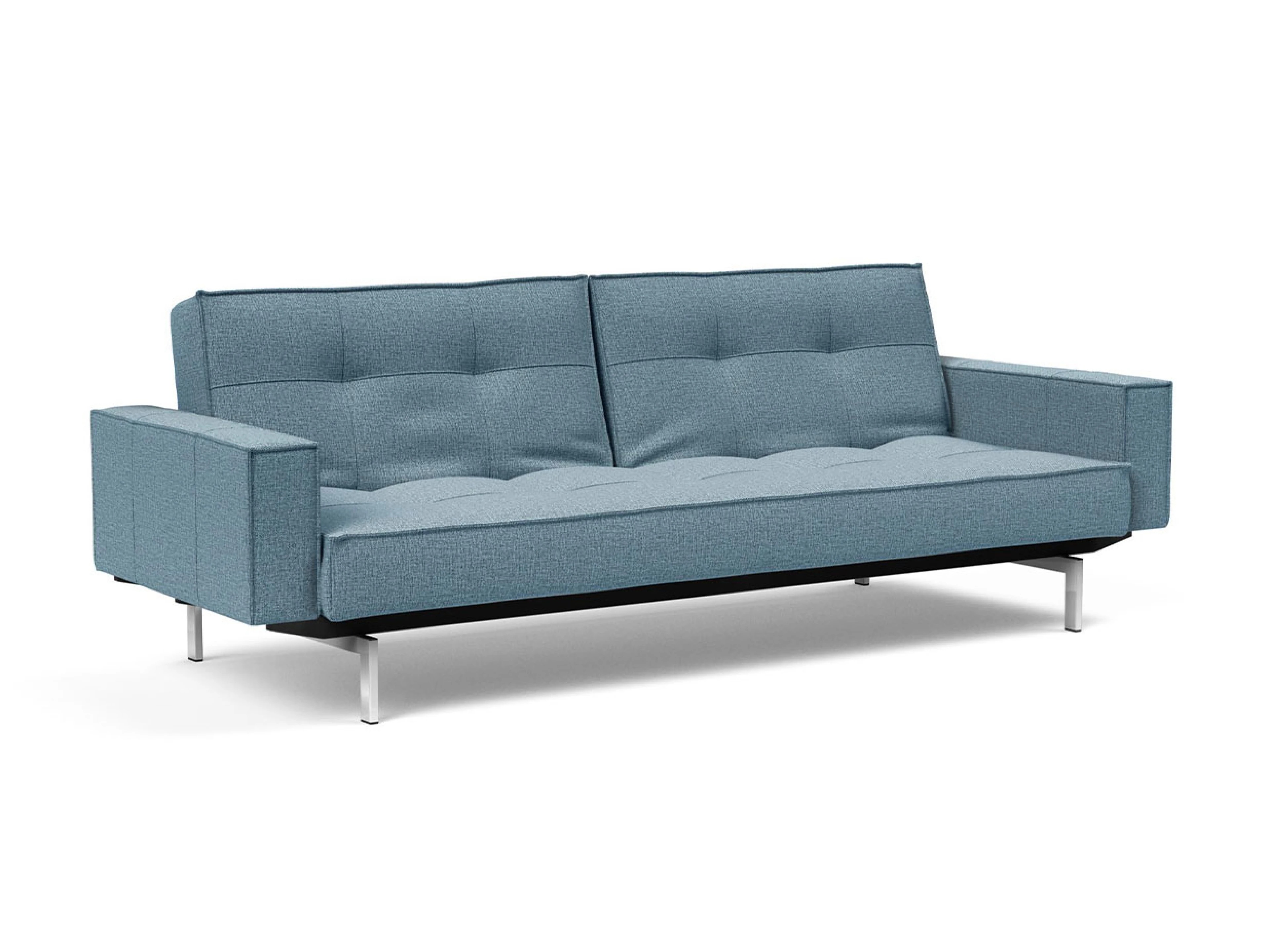 Ansicht des Produktes Splitback Schlafsofa Querschläfer in Stoff Blau