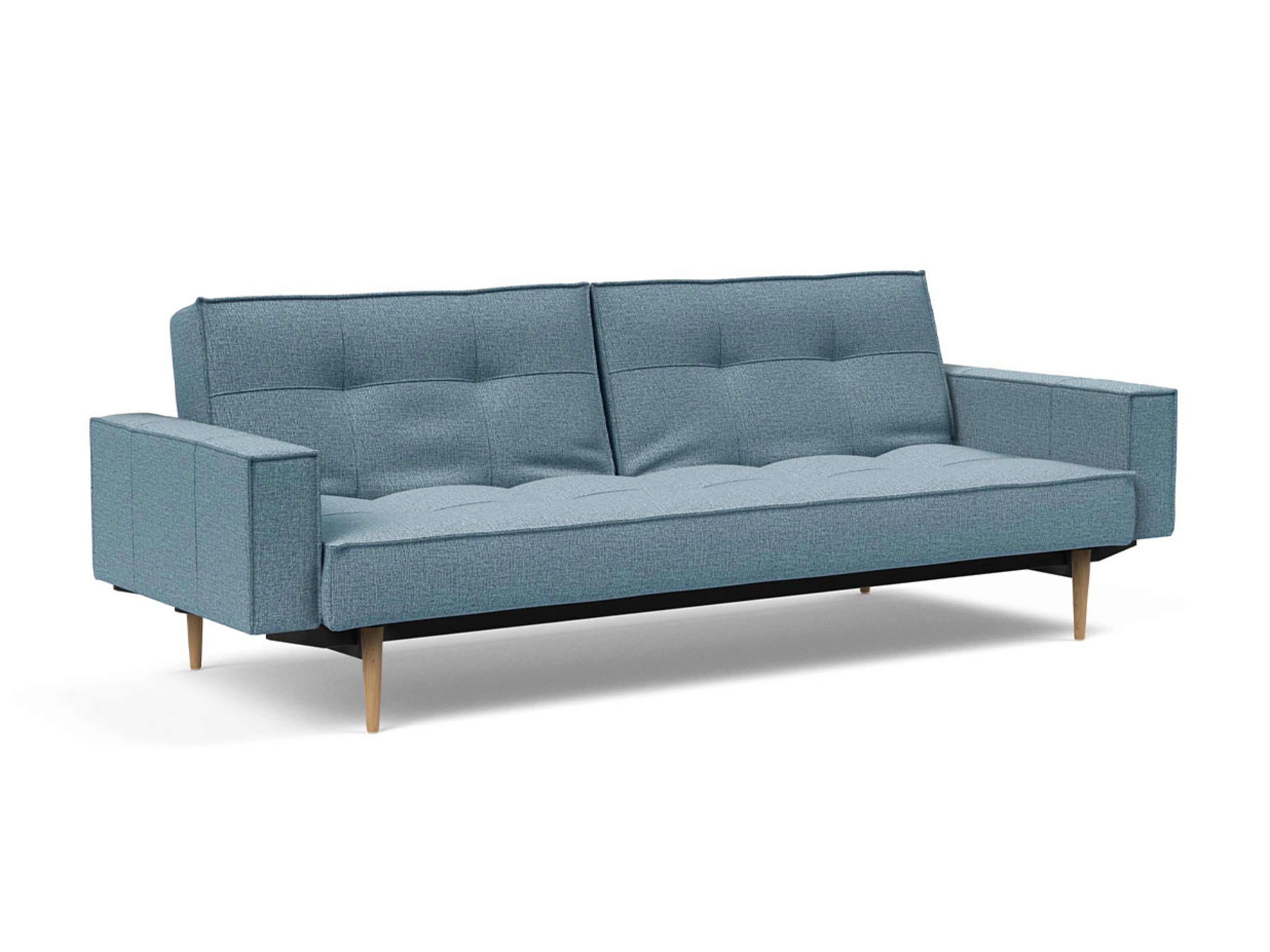 Ansicht des Produktes Splitback Schlafsofa Querschläfer in Stoff Blau