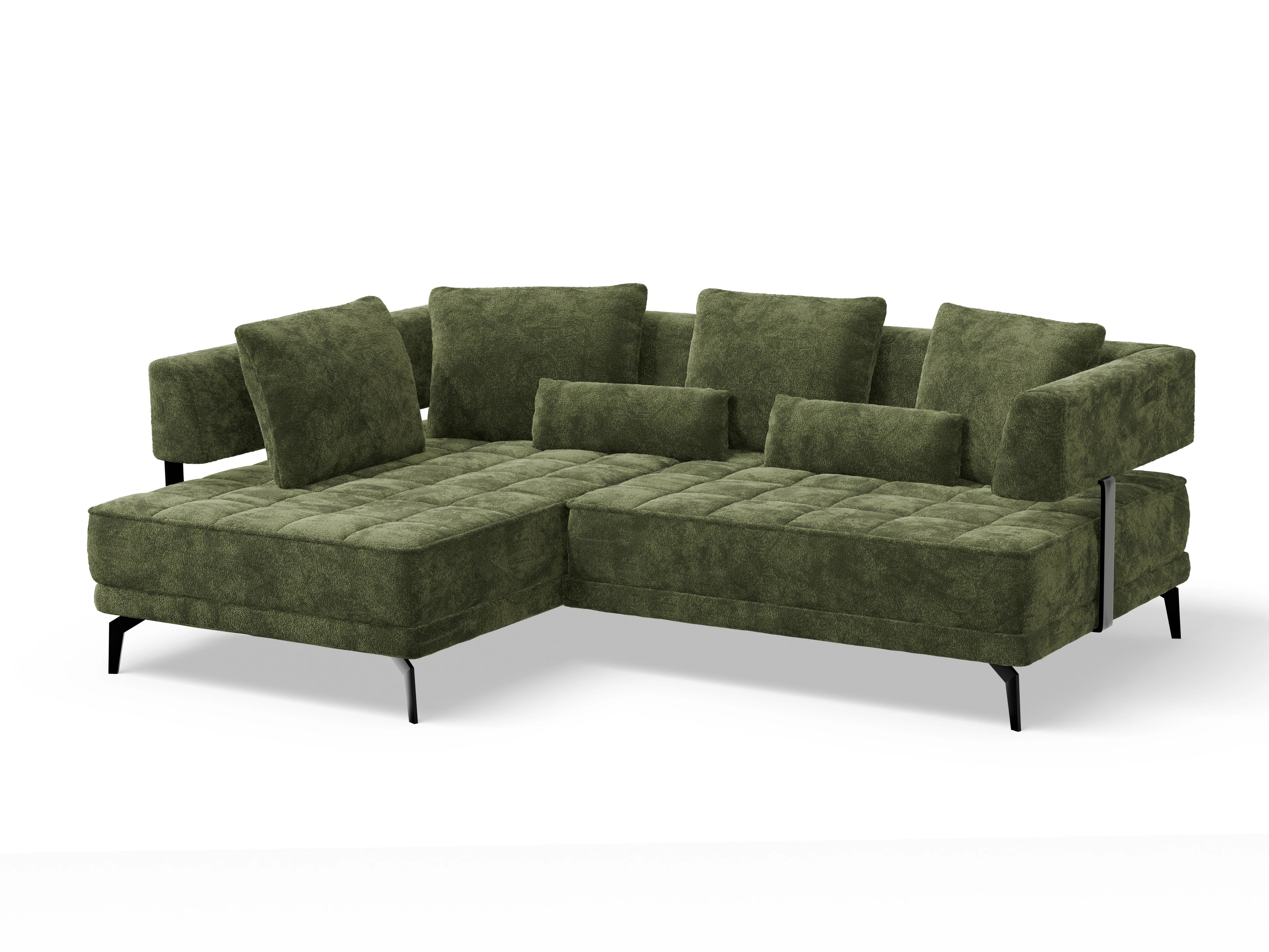 Genua Um Small L Ansicht des Produktes Genua Ecksofa links Abschluss offen in Stoff Grün