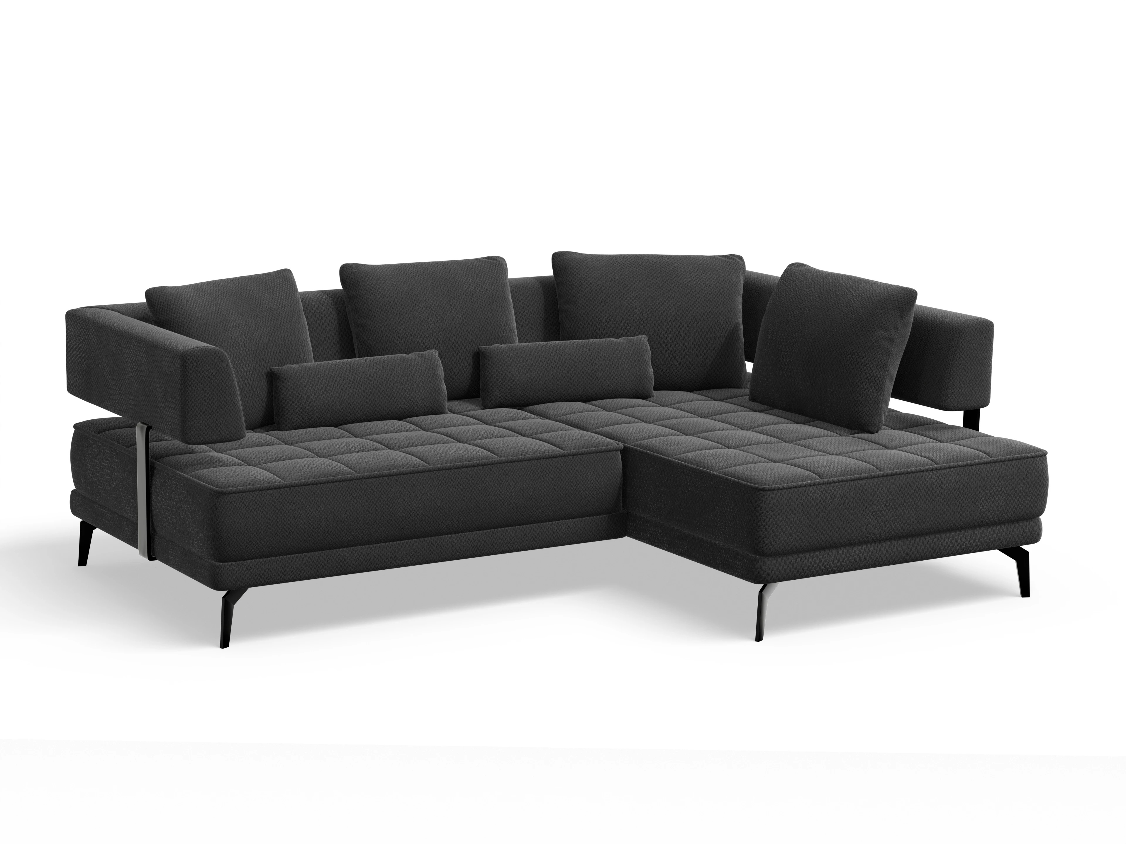 Genua Um Small R ohne Funktion Ansicht des Produktes Genua Ecksofa links Abschluss offen in Stoff Schwarz