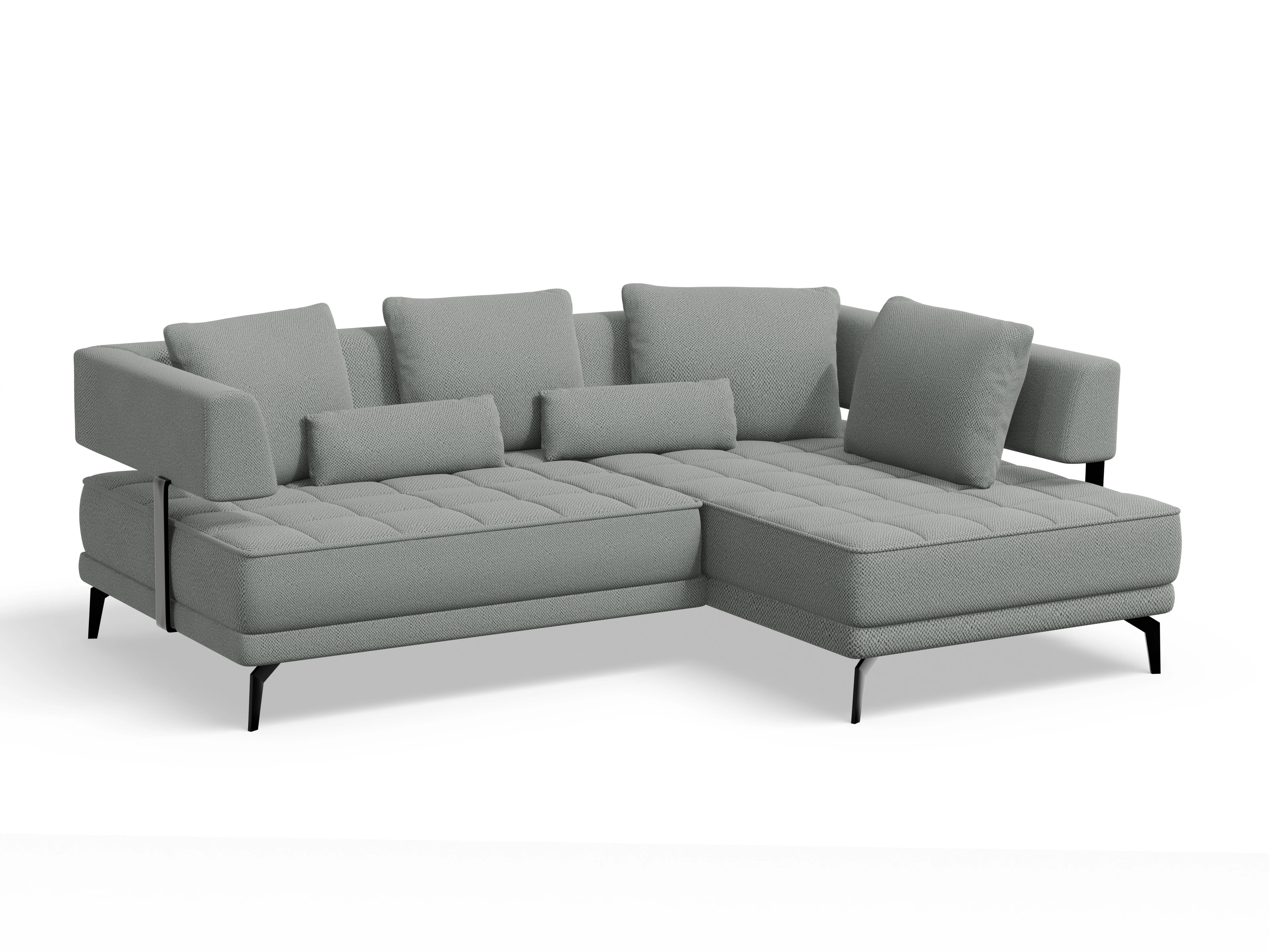 Ansicht des Produktes Genua Ecksofa rechts Abschluss offen in Stoff Grau