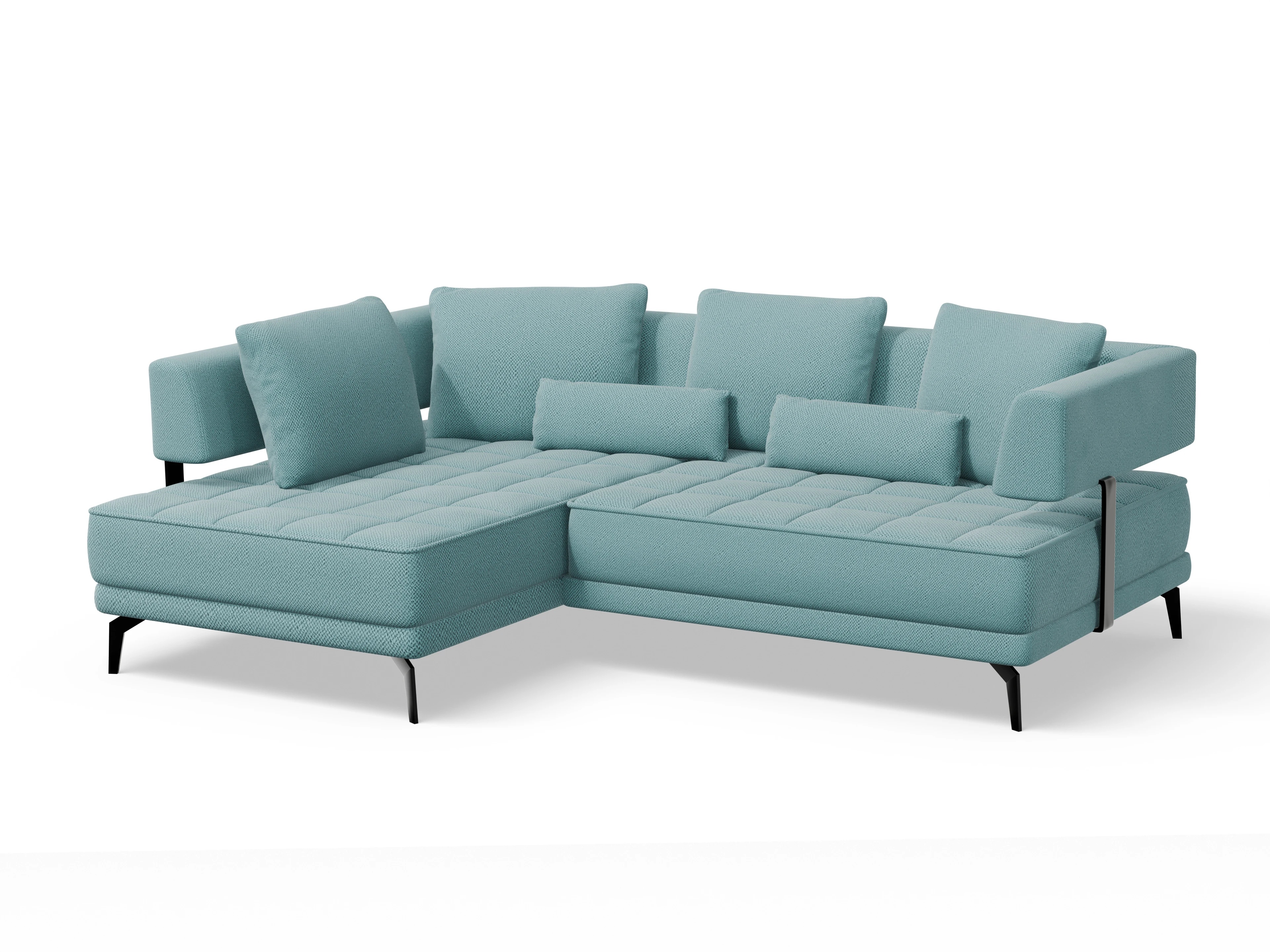 Genua Um Small L ohne Funktion Ansicht des Produktes Genua Ecksofa links Abschluss offen in Stoff Blau