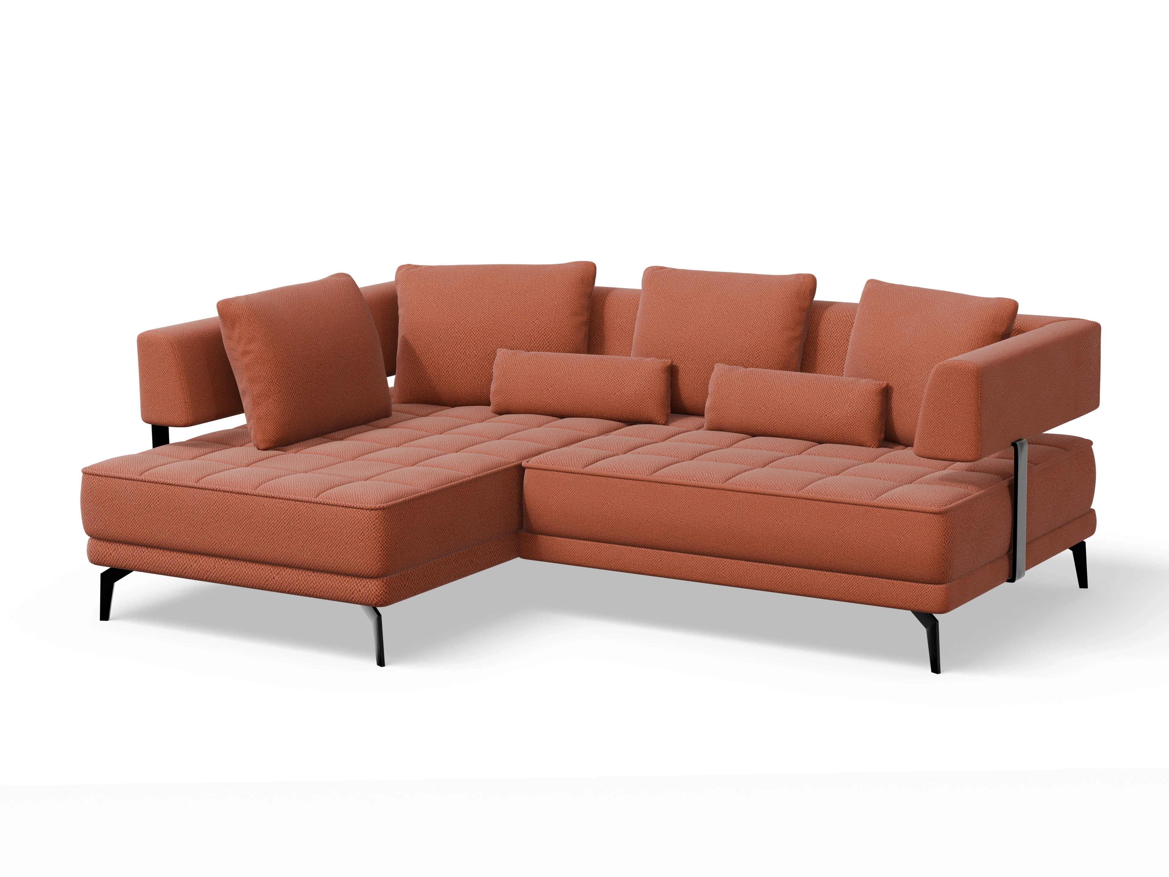Genua Um Small L ohne Funktion Ansicht des Produktes Genua Ecksofa links Abschluss offen in Stoff Orange