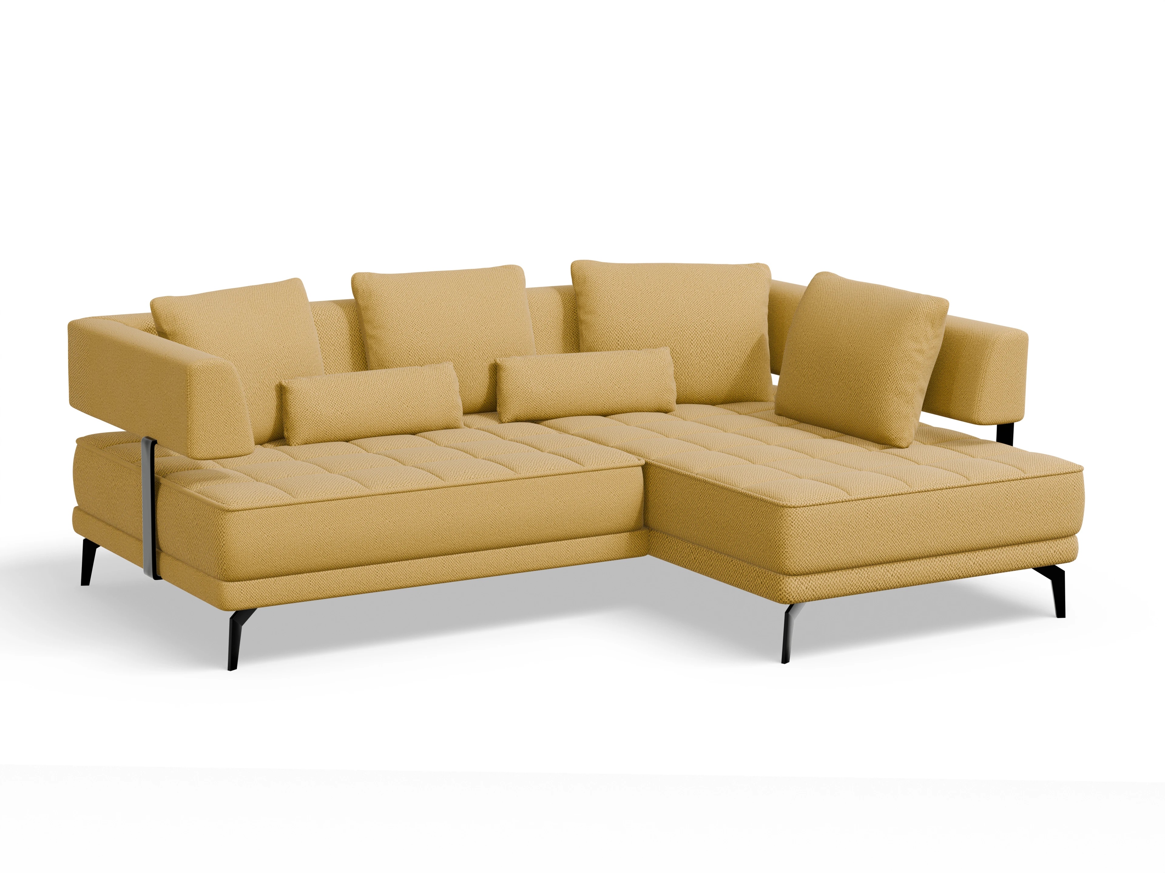Genua Um Small R ohne Funktion Ansicht des Produktes Genua Ecksofa links Abschluss offen in Stoff Gelb
