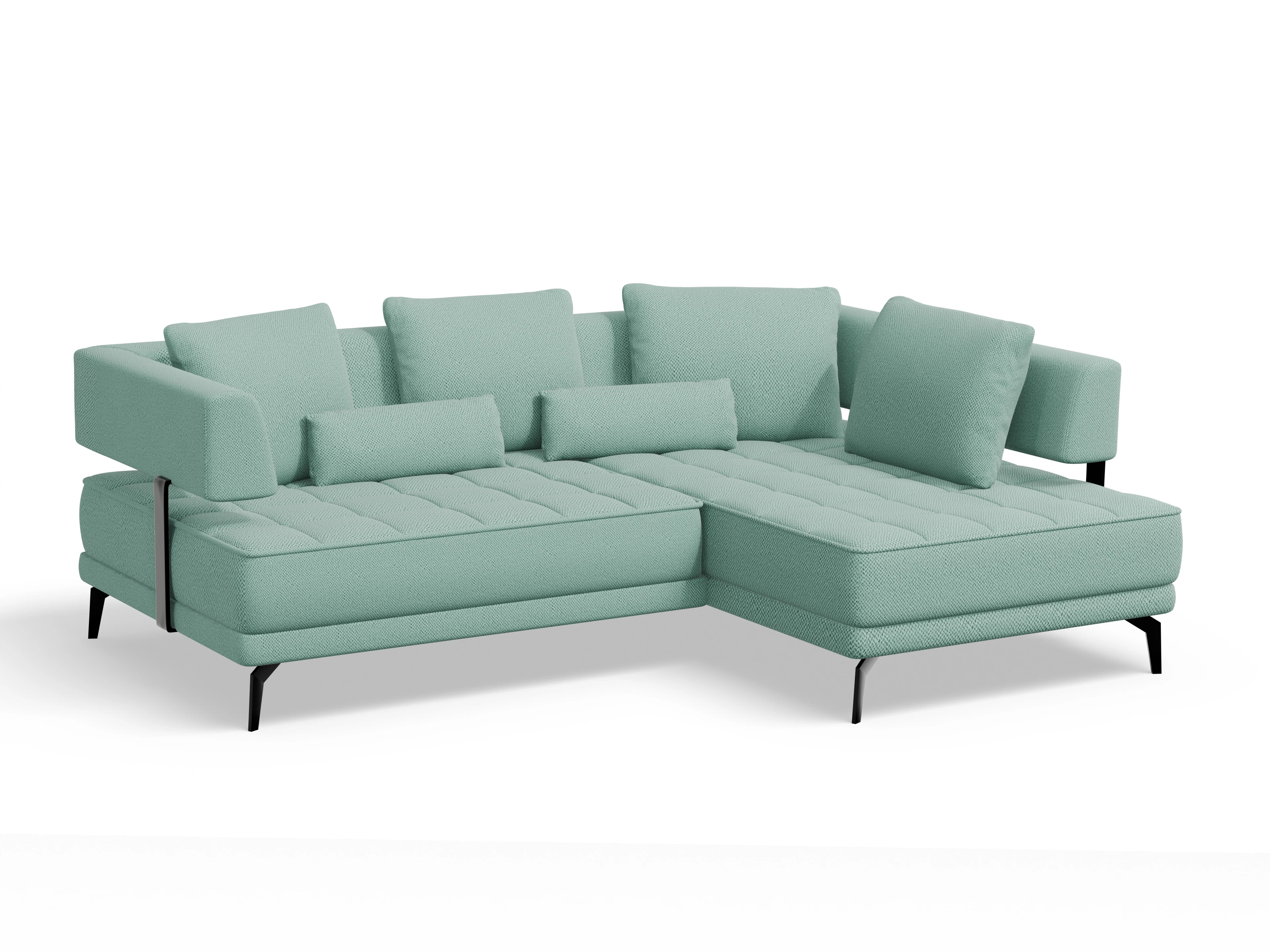 Ansicht des Produktes Genua Ecksofa rechts Abschluss offen in Stoff Blau