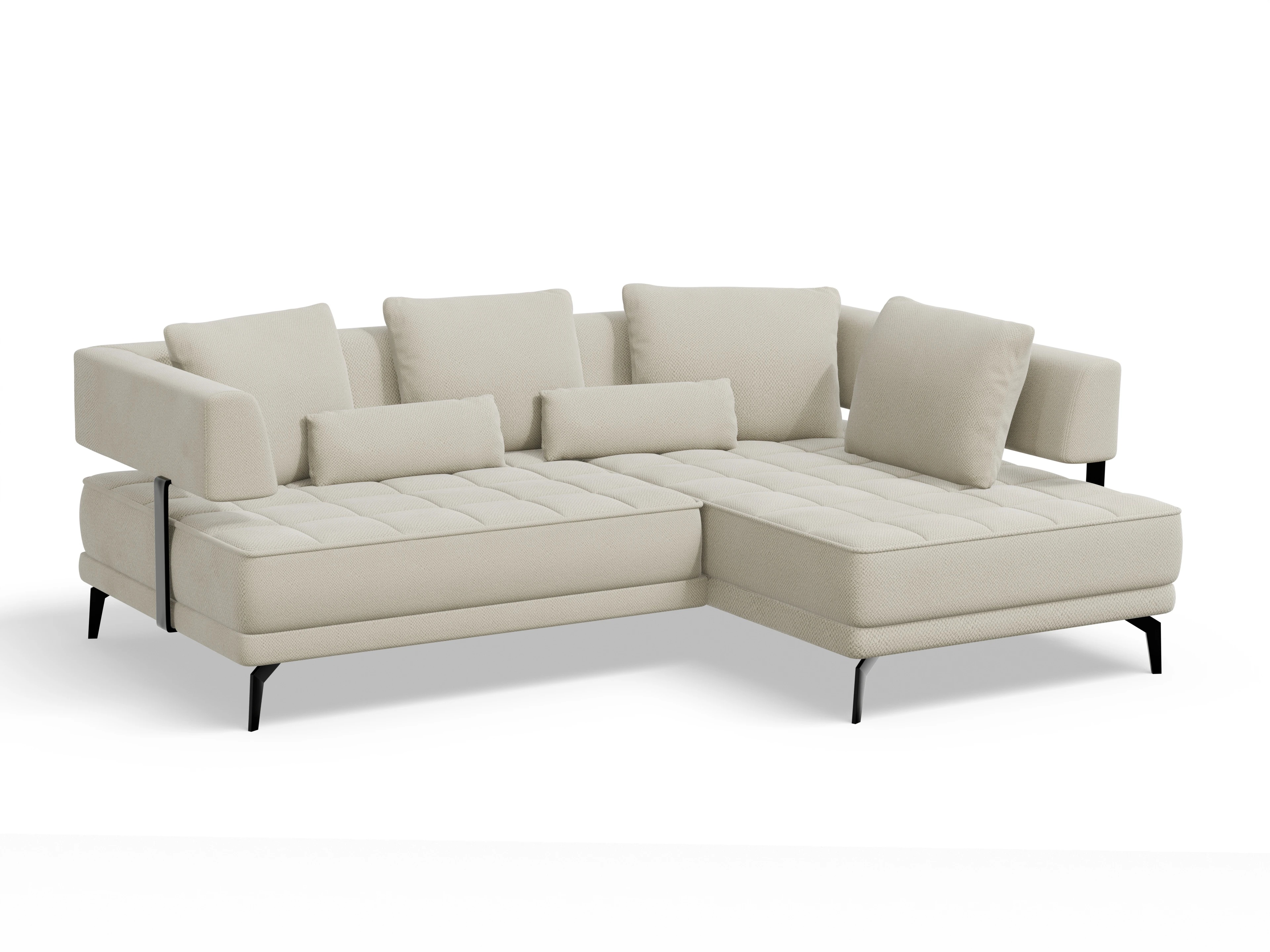 Ansicht des Produktes Genua Ecksofa rechts Abschluss offen in Stoff Braun