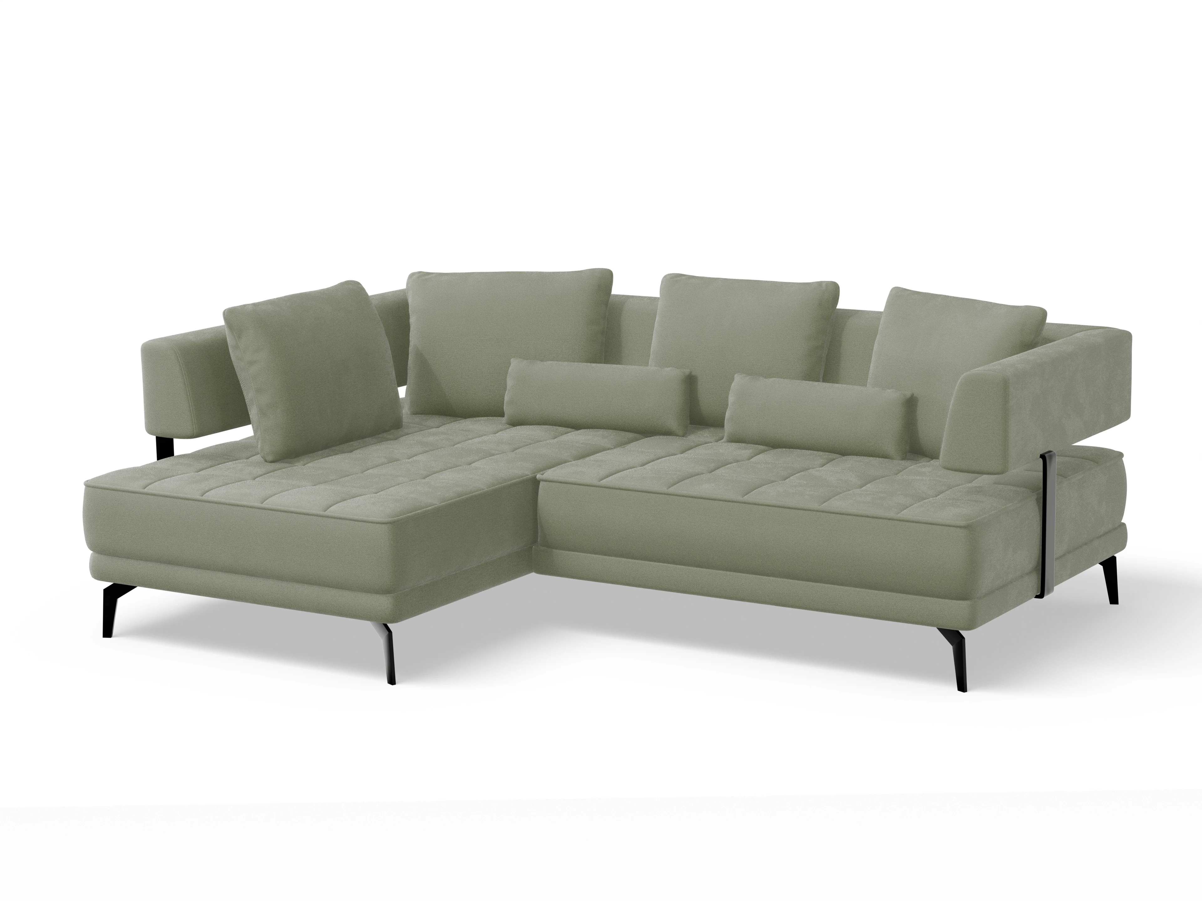 Genua Um Small L Ansicht des Produktes Genua Ecksofa links Abschluss offen in Stoff Grün