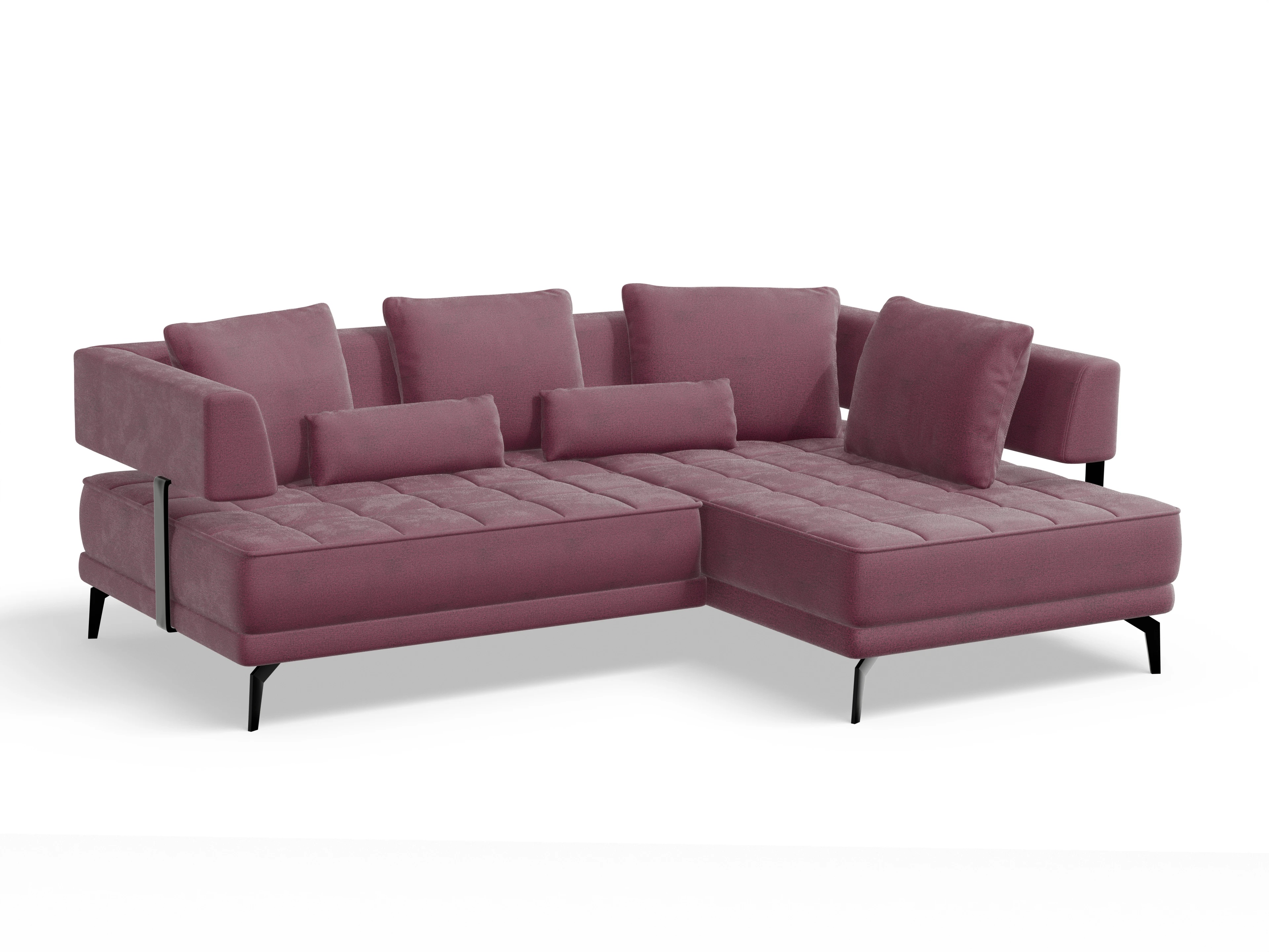 Ansicht des Produktes Genua Ecksofa rechts Abschluss offen in Stoff Rot