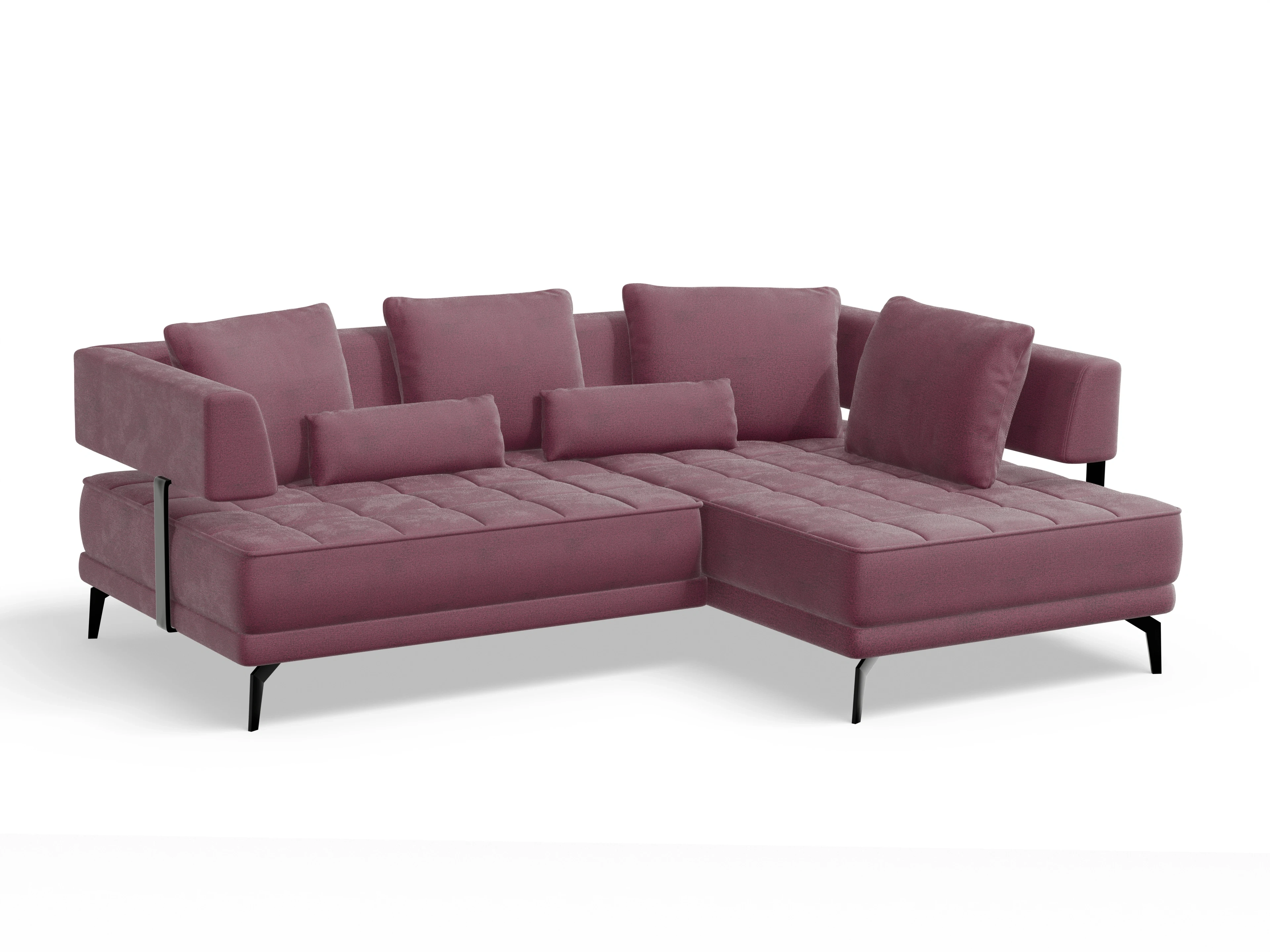 Ansicht des Produktes Genua Ecksofa links Abschluss offen in Stoff Rot