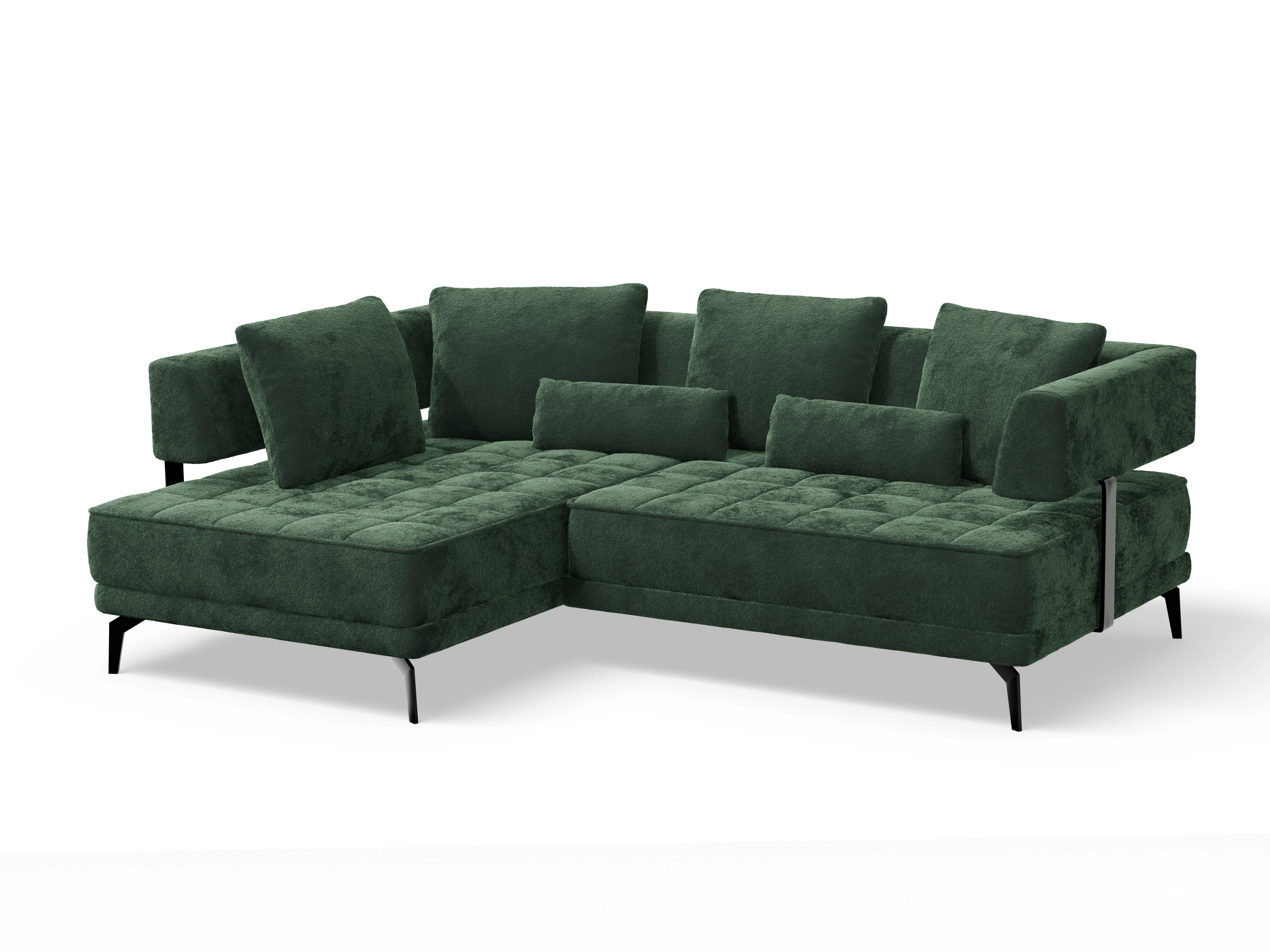 Ansicht des Produktes Genua Ecksofa links Abschluss offen in Stoff Grün