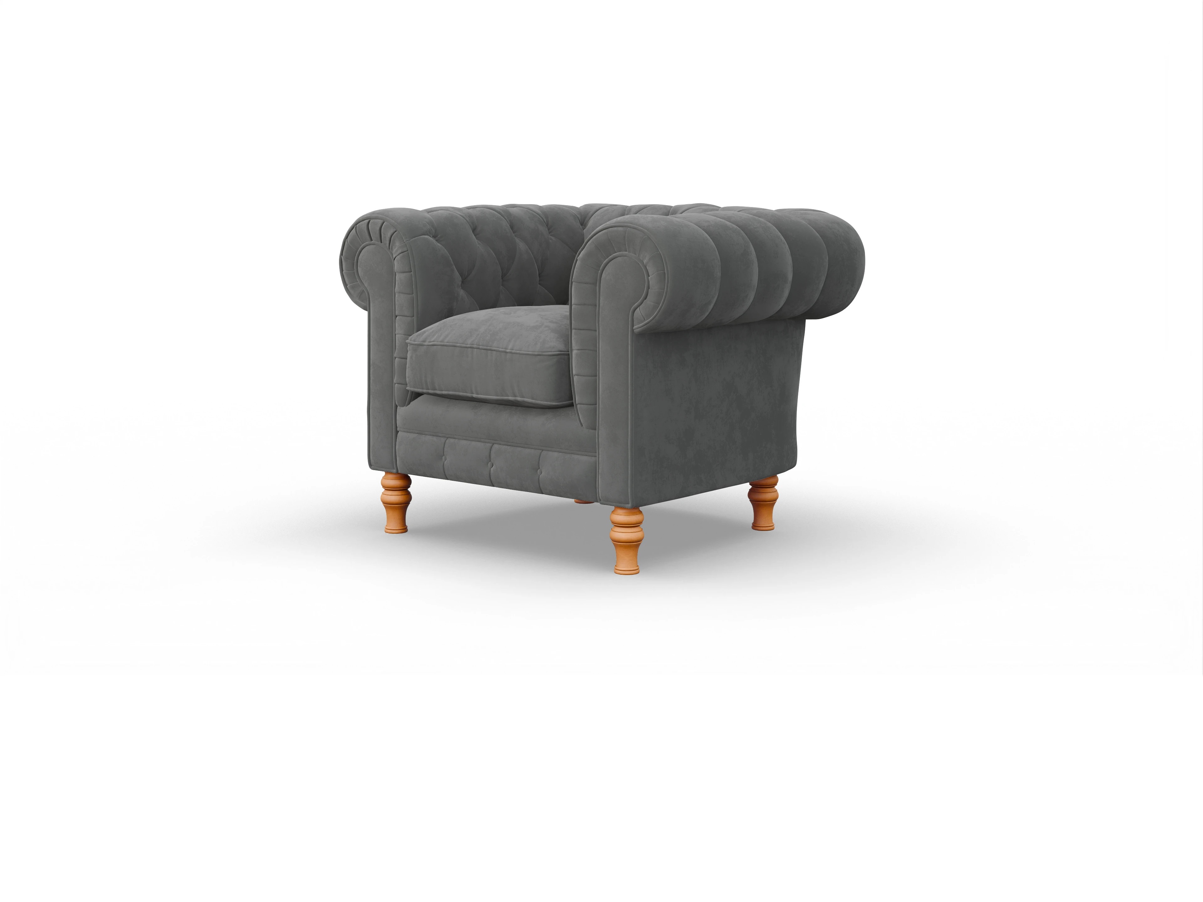 Ansicht des Produktes Countess Chesterfield Sessel in Stoff Grau