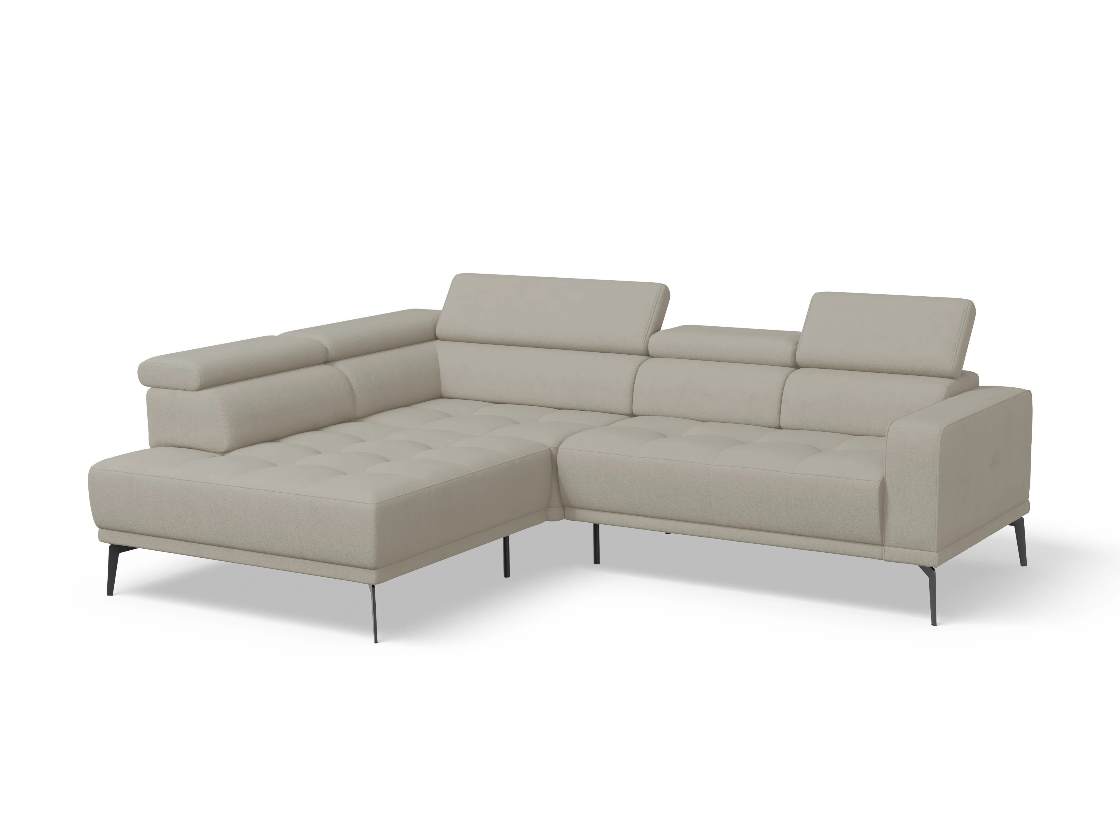 Ansicht des Produktes Marco Ecksofa links Abschluss offen in Stoff Beige