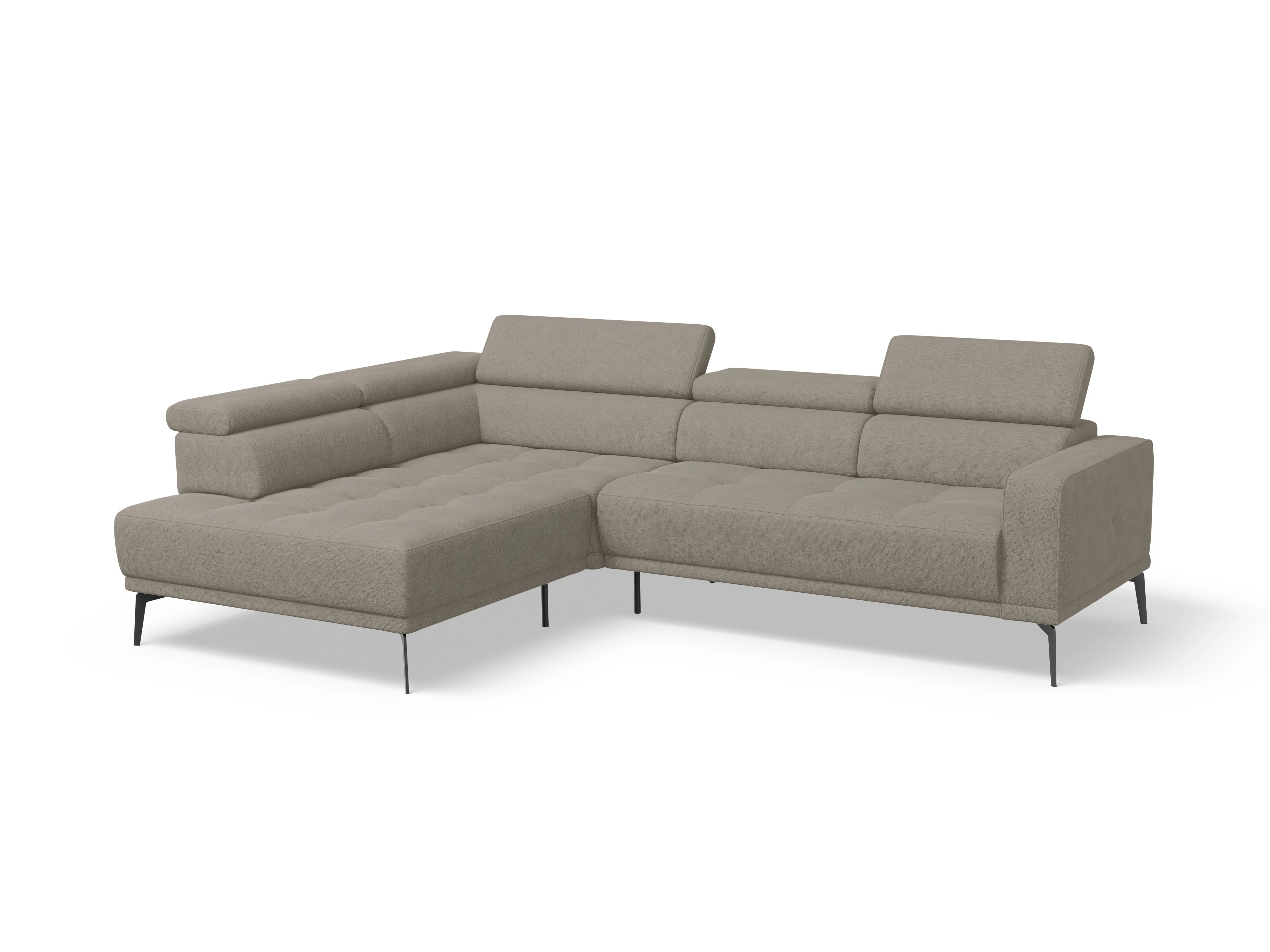Marco Aho gr Medium L Ansicht des Produktes Marco Ecksofa links Abschluss offen in Stoff Braun