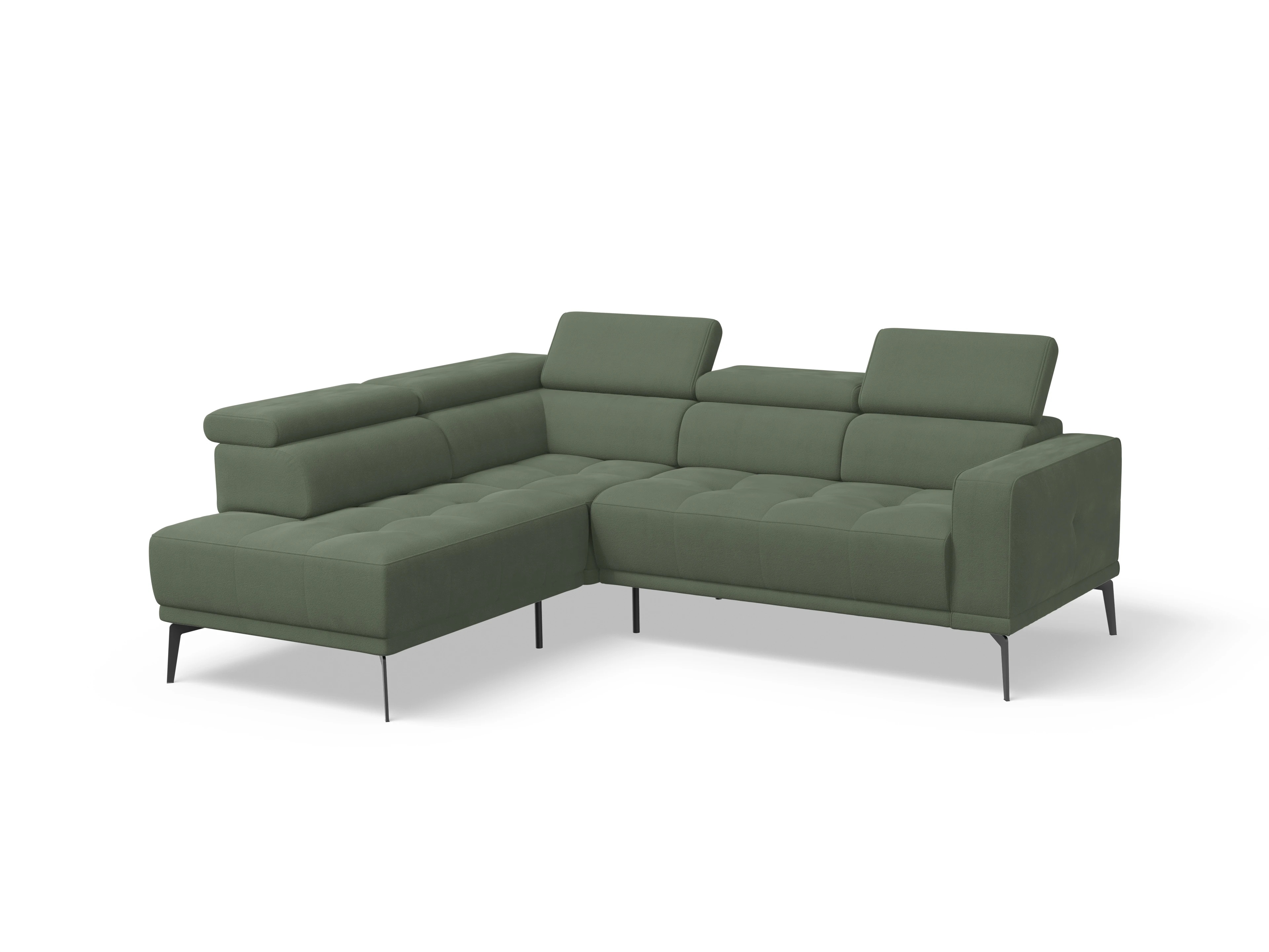 Ansicht des Produktes Marco Ecksofa links Abschluss offen in Stoff Grün
