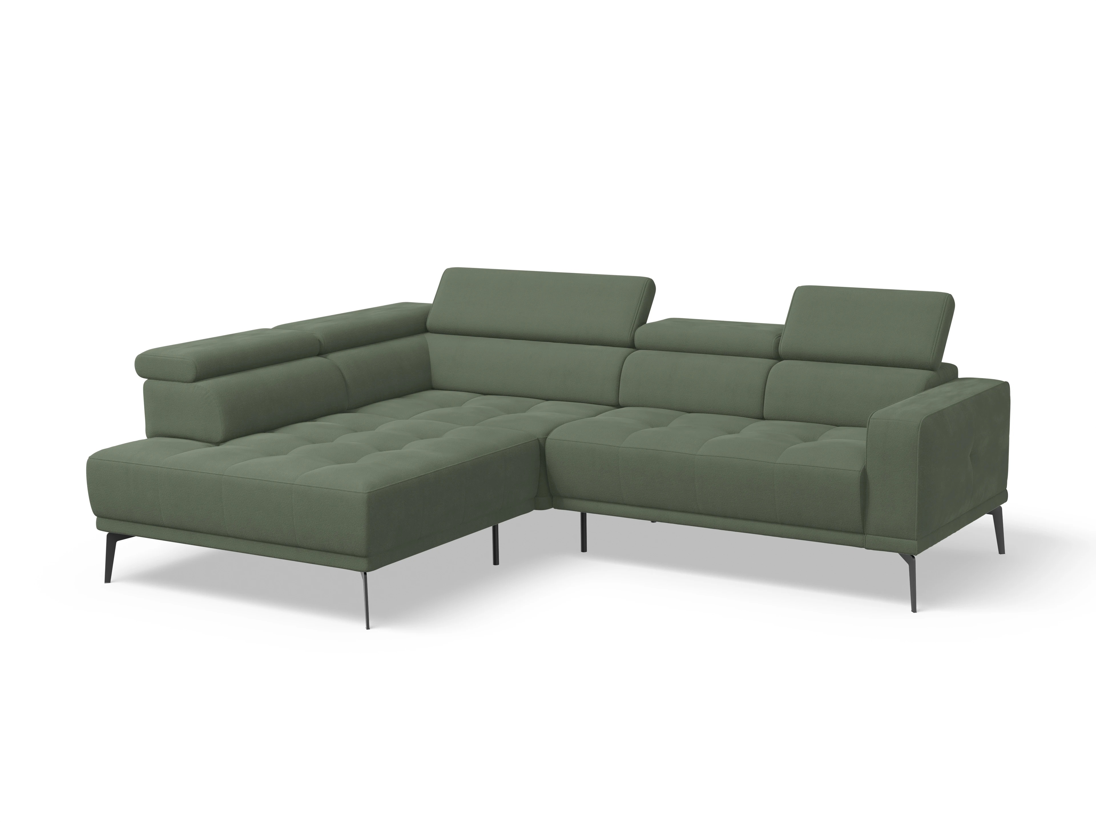 Ansicht des Produktes Marco Ecksofa links Abschluss offen in Stoff Grün