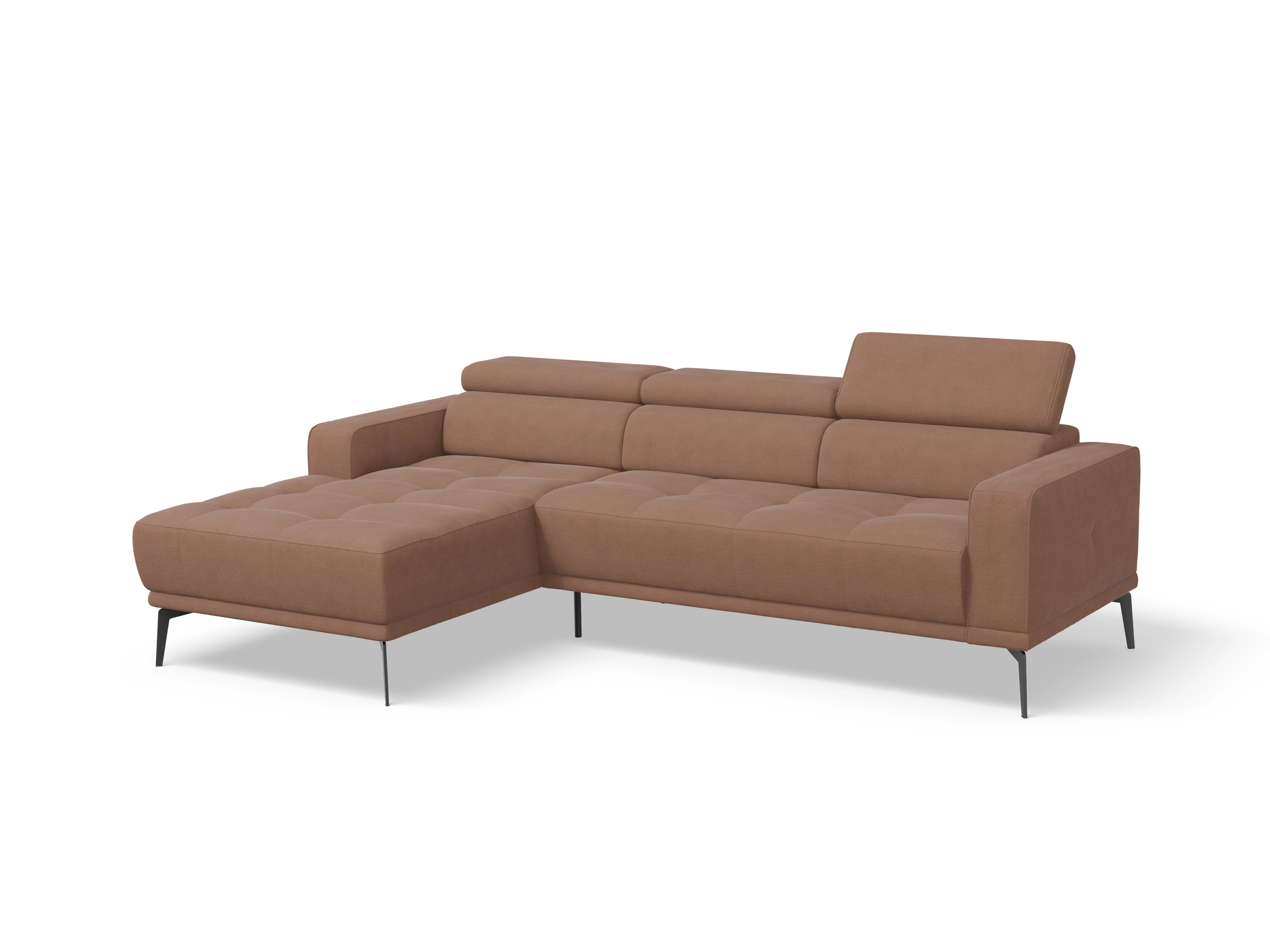 Ansicht des Produktes Marco Ecksofa links Abschluss offen in Stoff Orange