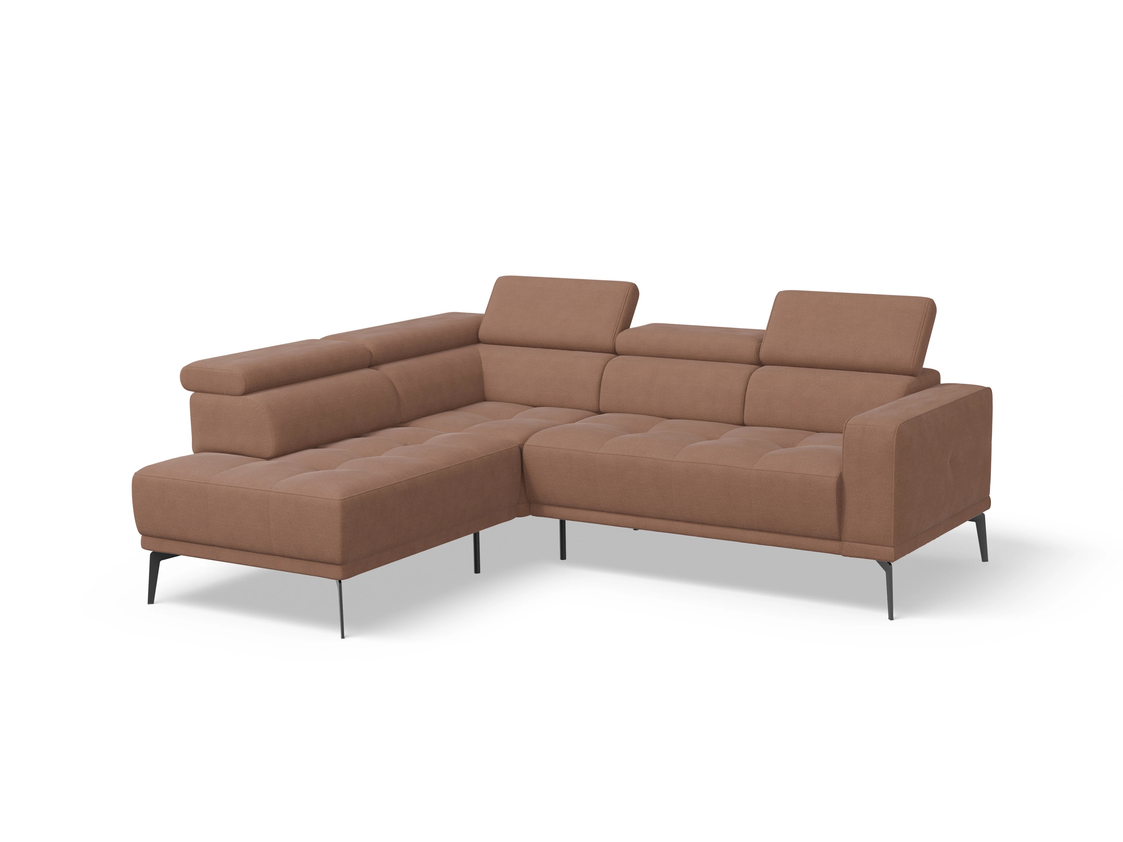 Marco Aho kl Small L Ansicht des Produktes Marco Ecksofa links Abschluss offen in Stoff Orange