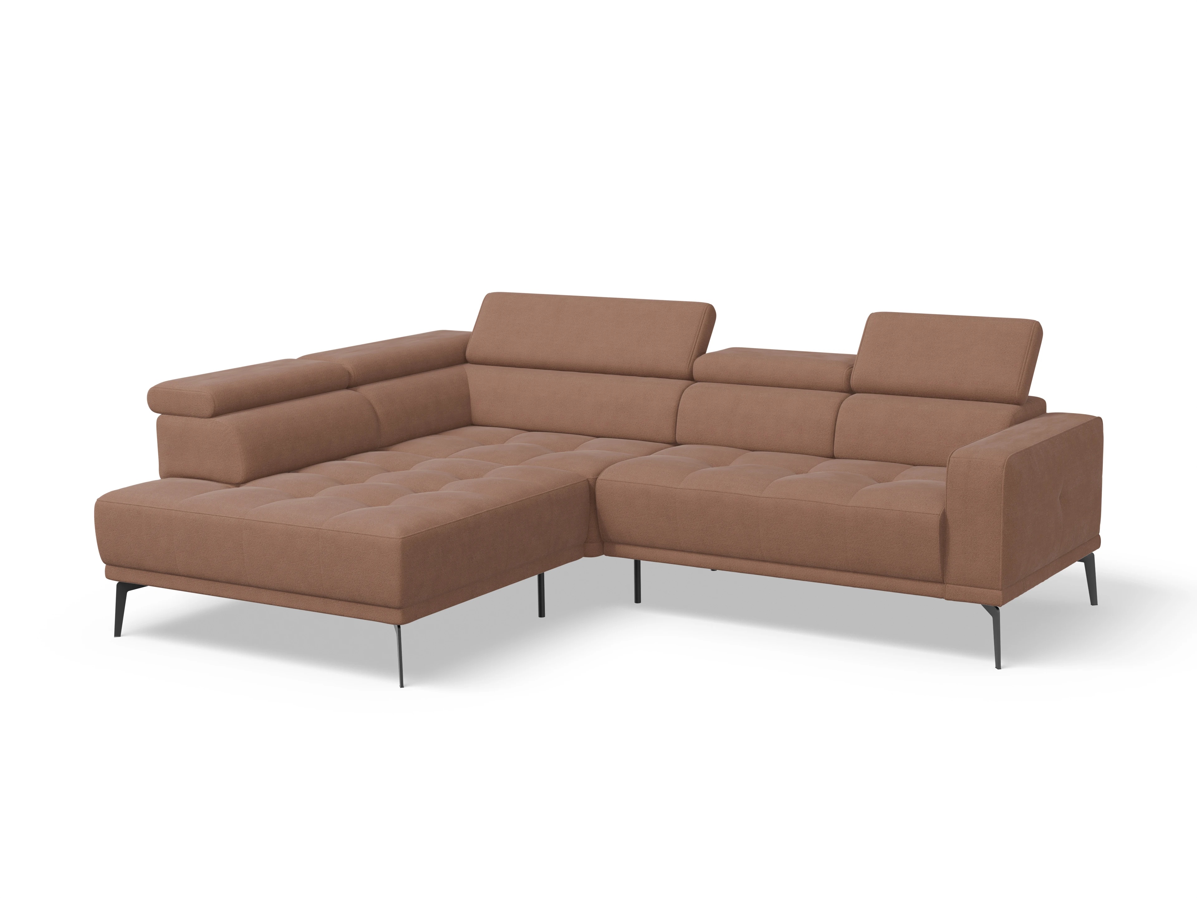 Ansicht des Produktes Marco Ecksofa links Abschluss offen in Stoff Orange