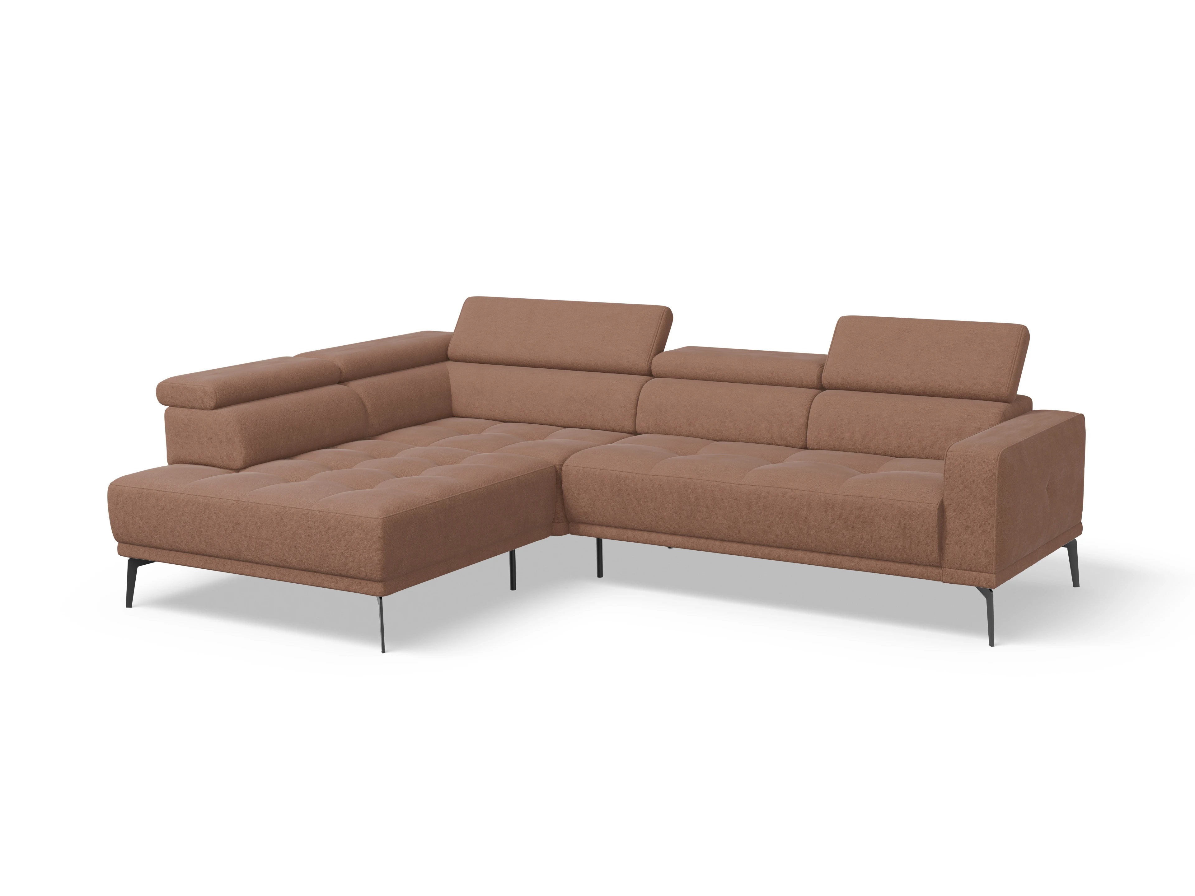 Marco Aho gr Medium L (mit Funktionen) Ansicht des Produktes Marco Ecksofa links Abschluss offen in Stoff Orange
