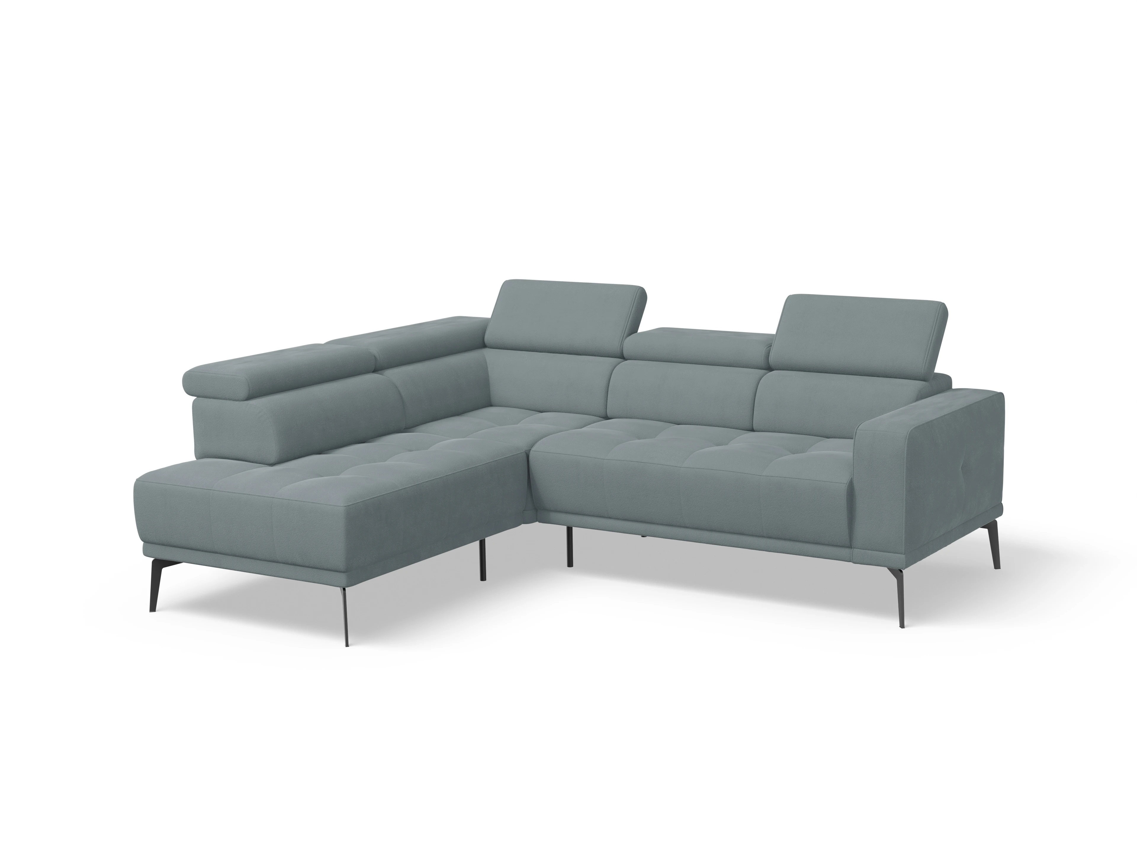 Marco Aho kl Small L Ansicht des Produktes Marco Ecksofa links Abschluss offen in Stoff Blau