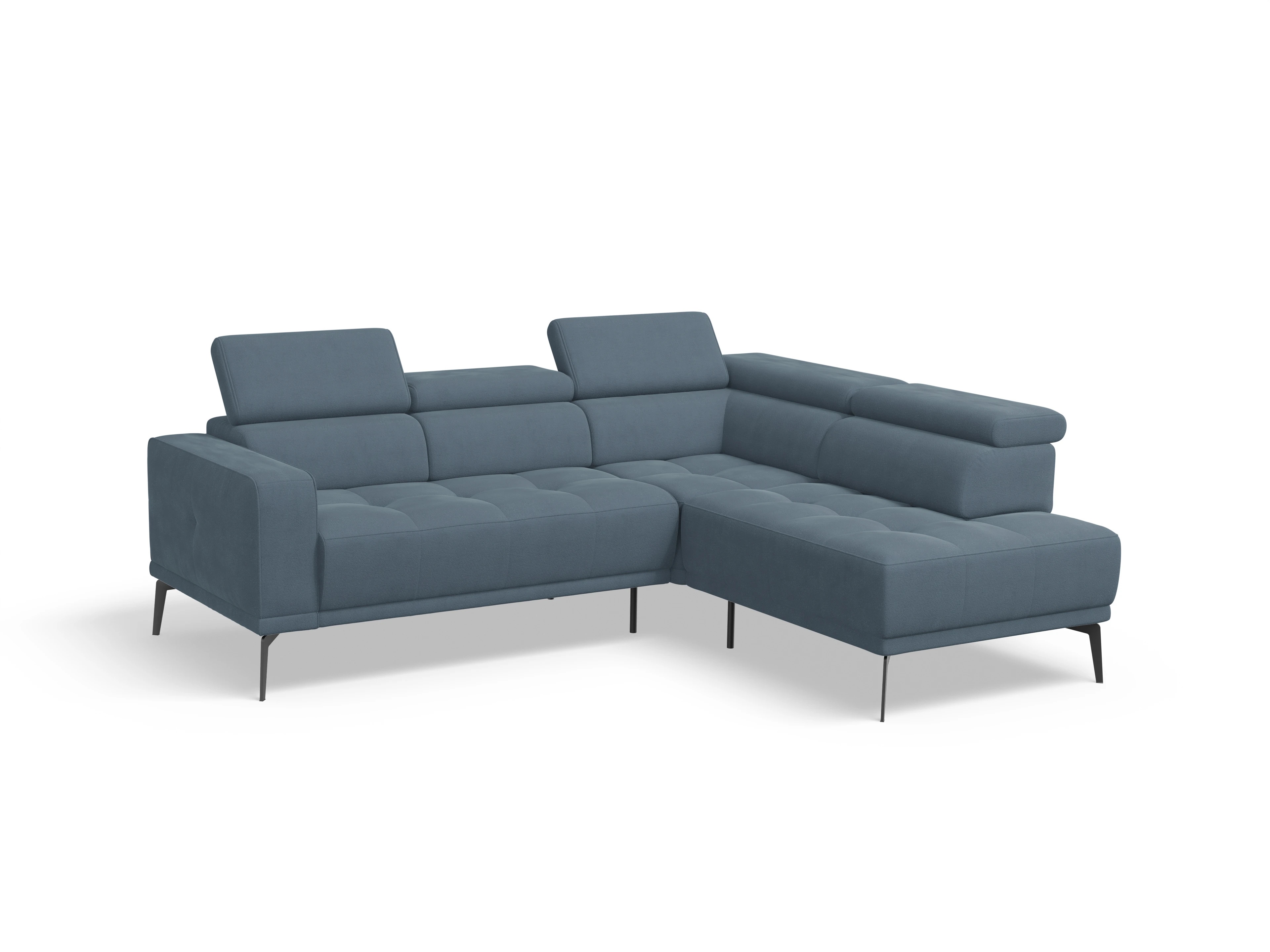 Marco Aho kl Small R Ansicht des Produktes Marco Ecksofa rechts Abschluss offen in Stoff Blau