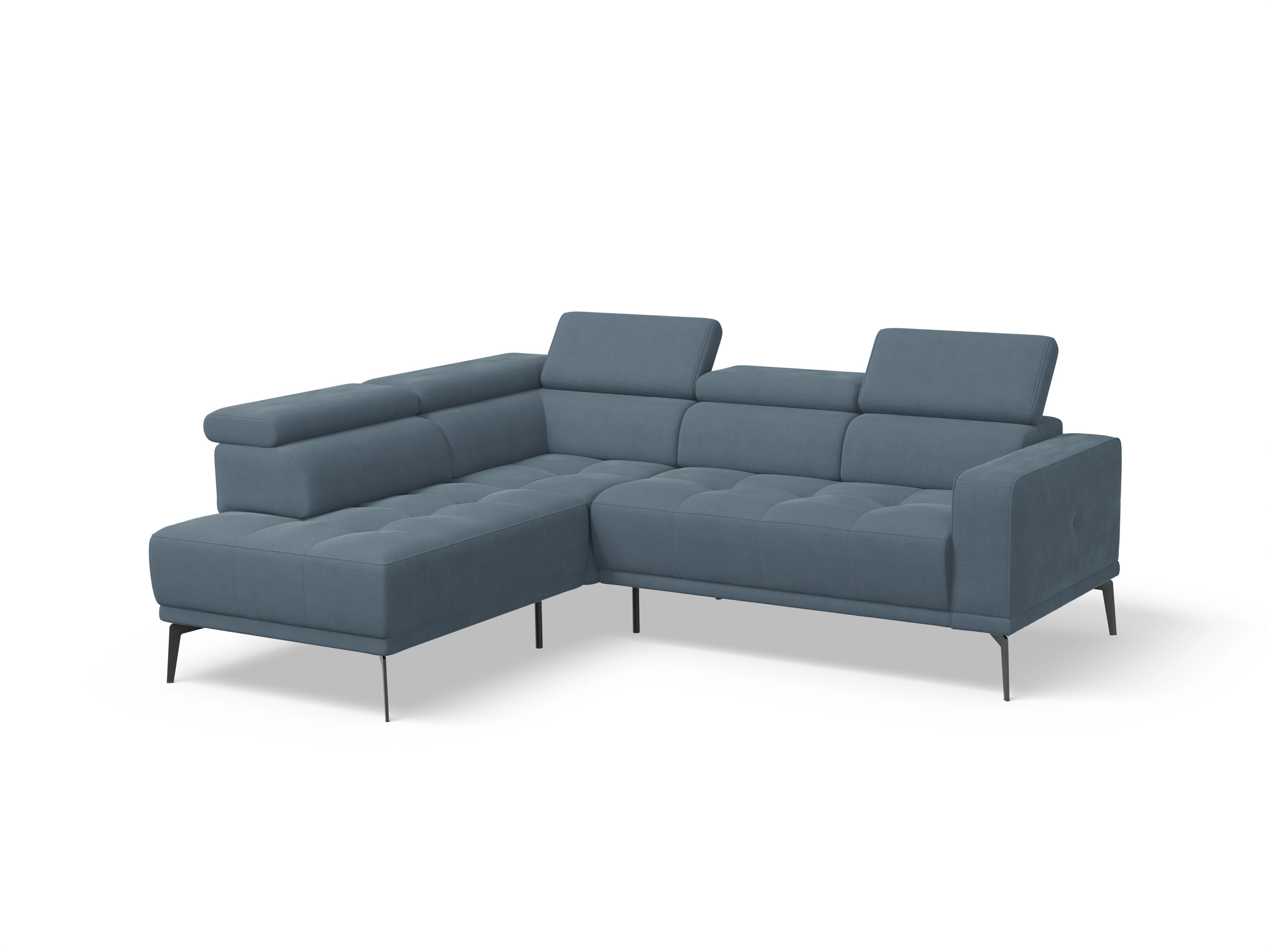 Ansicht des Produktes Marco Ecksofa links Abschluss offen in Stoff Blau