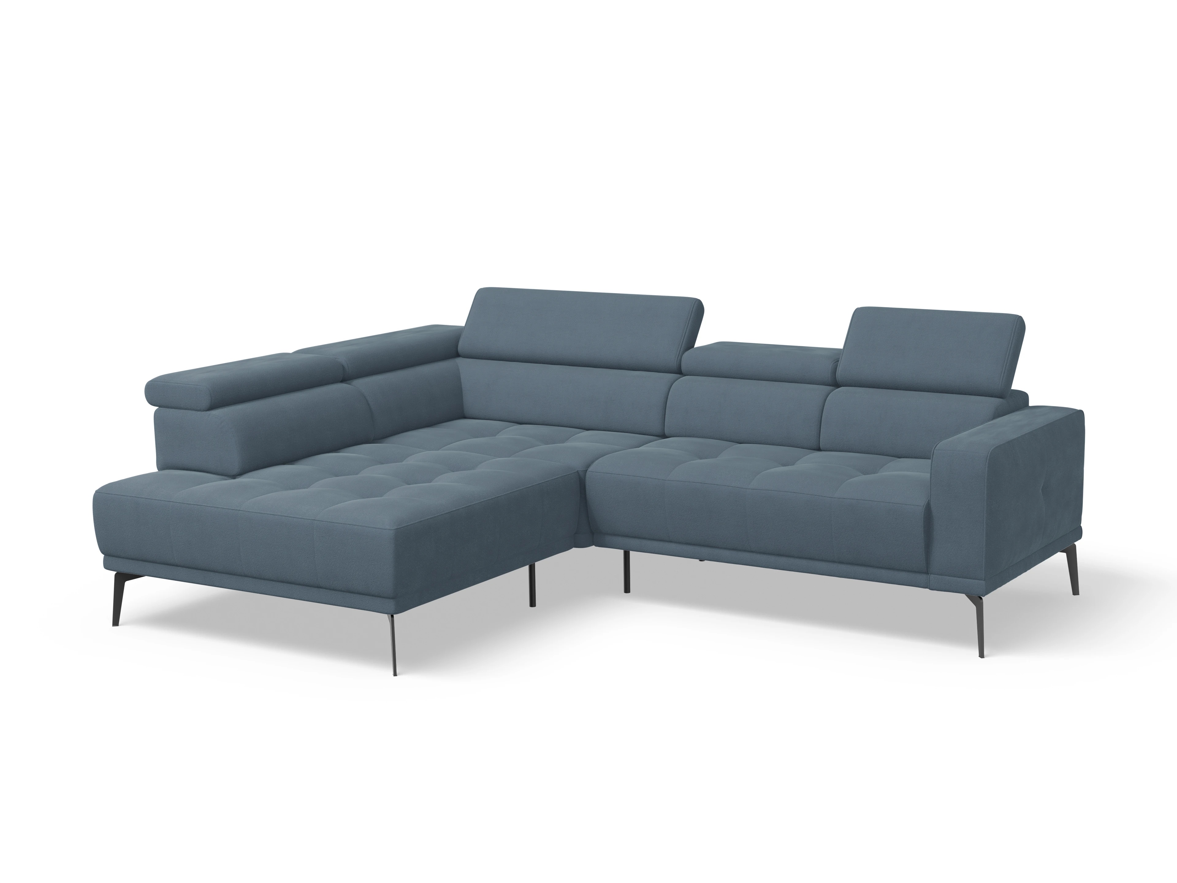 Ansicht des Produktes Marco Ecksofa links Abschluss offen in Stoff Blau