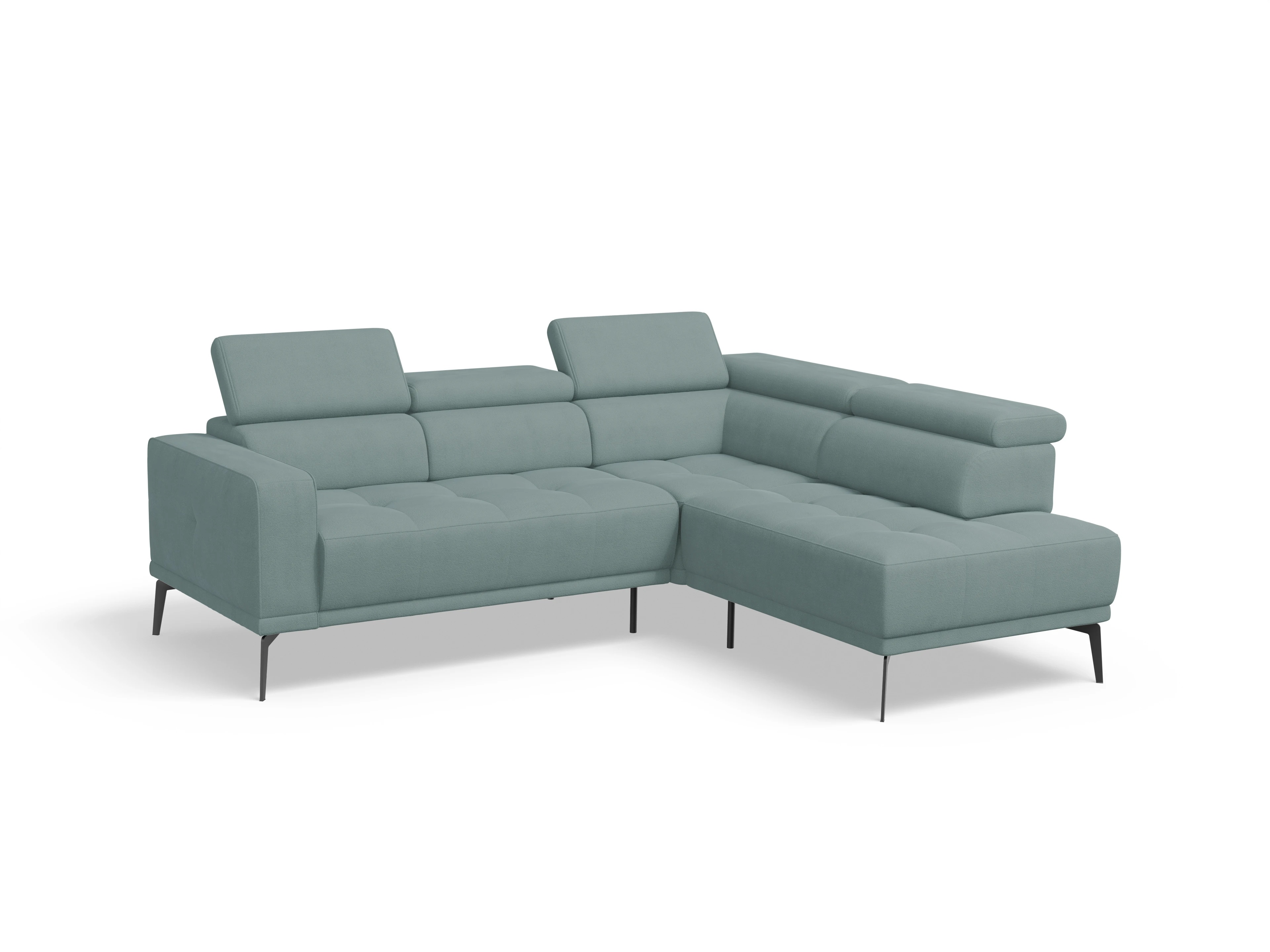 Marco Aho kl Small R Ansicht des Produktes Marco Ecksofa rechts Abschluss offen in Stoff Blau