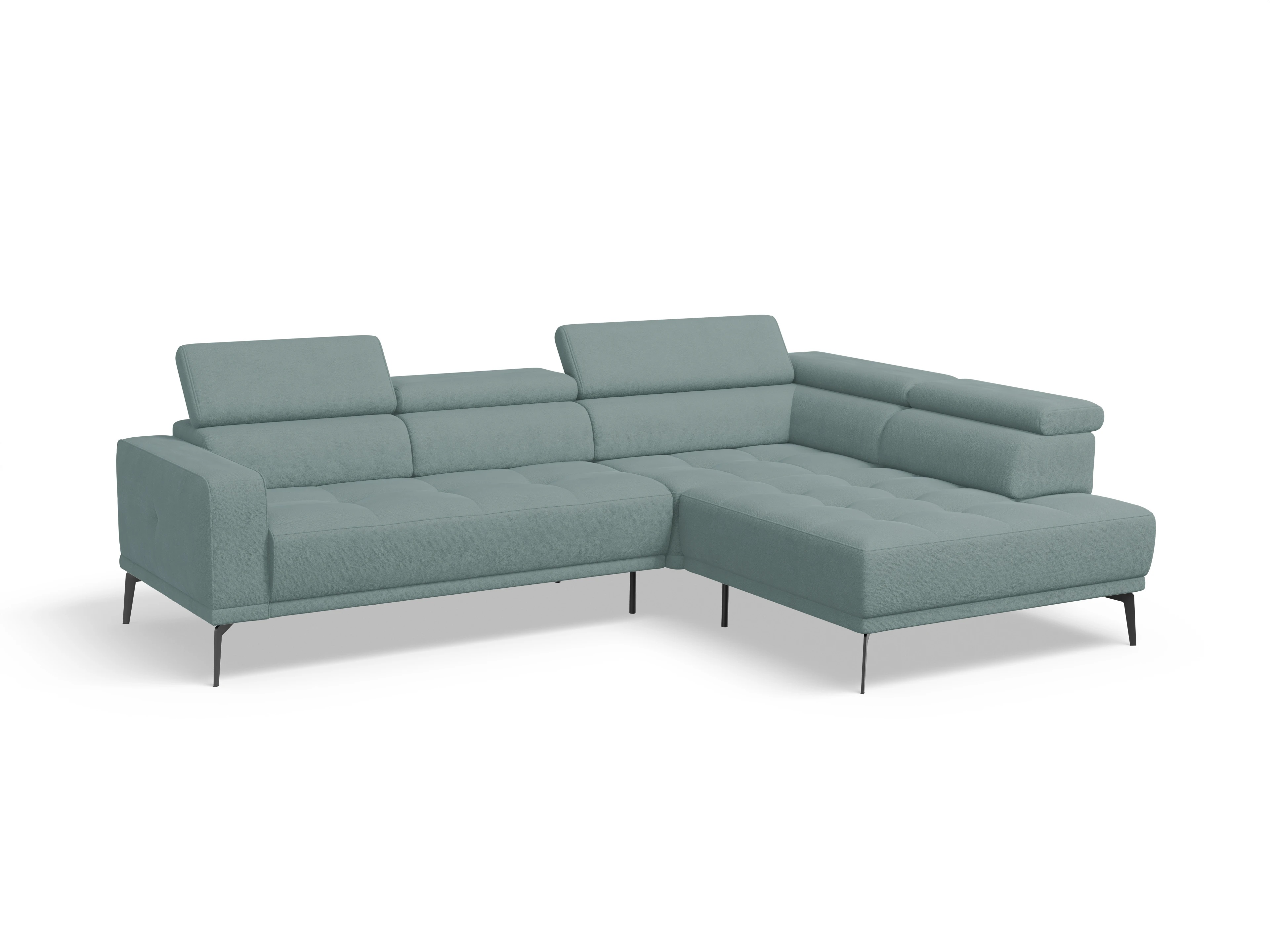 Ansicht des Produktes Marco Ecksofa rechts Abschluss offen in Stoff Blau