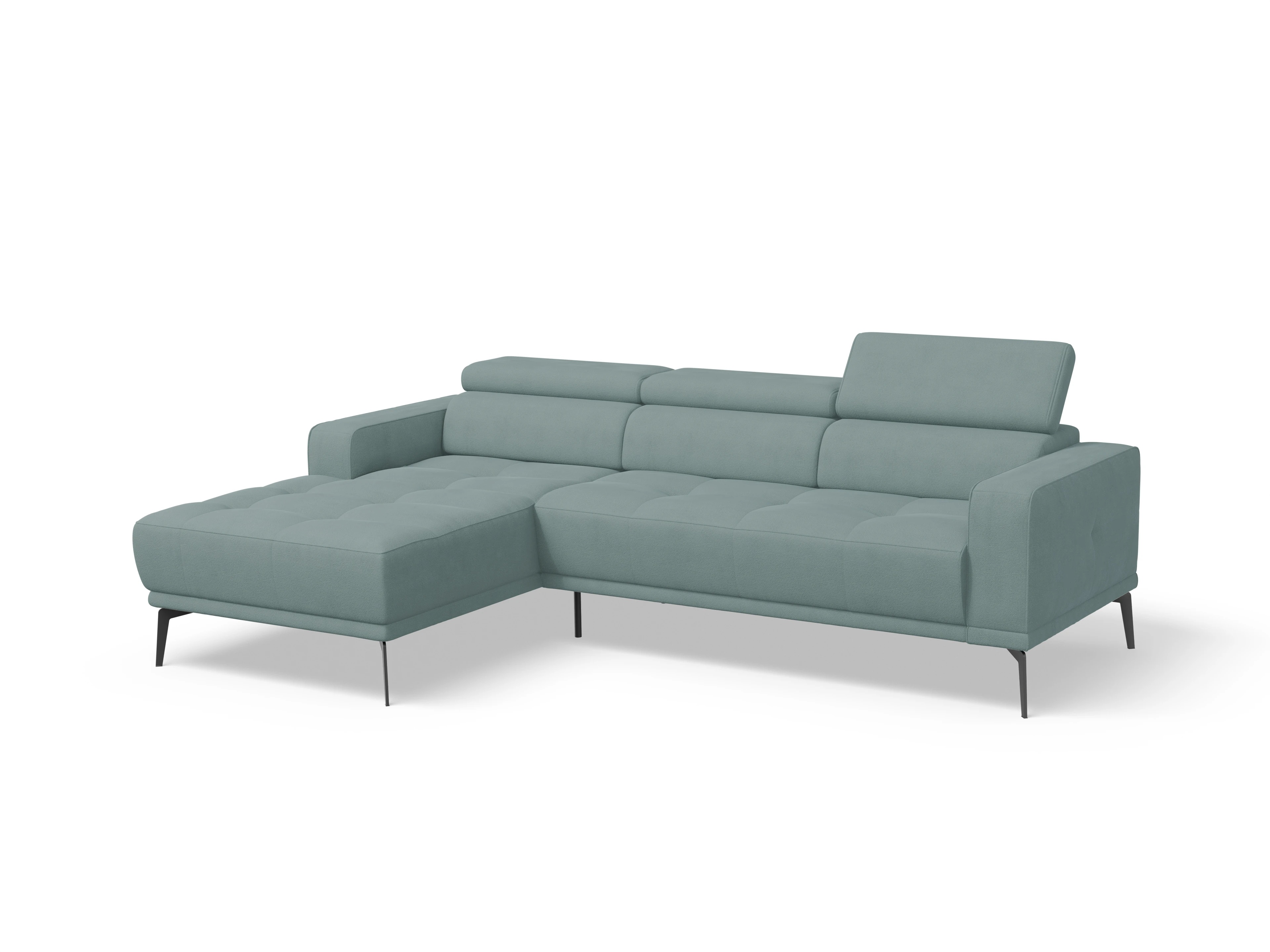 Ansicht des Produktes Marco Ecksofa links Abschluss offen in Stoff Blau