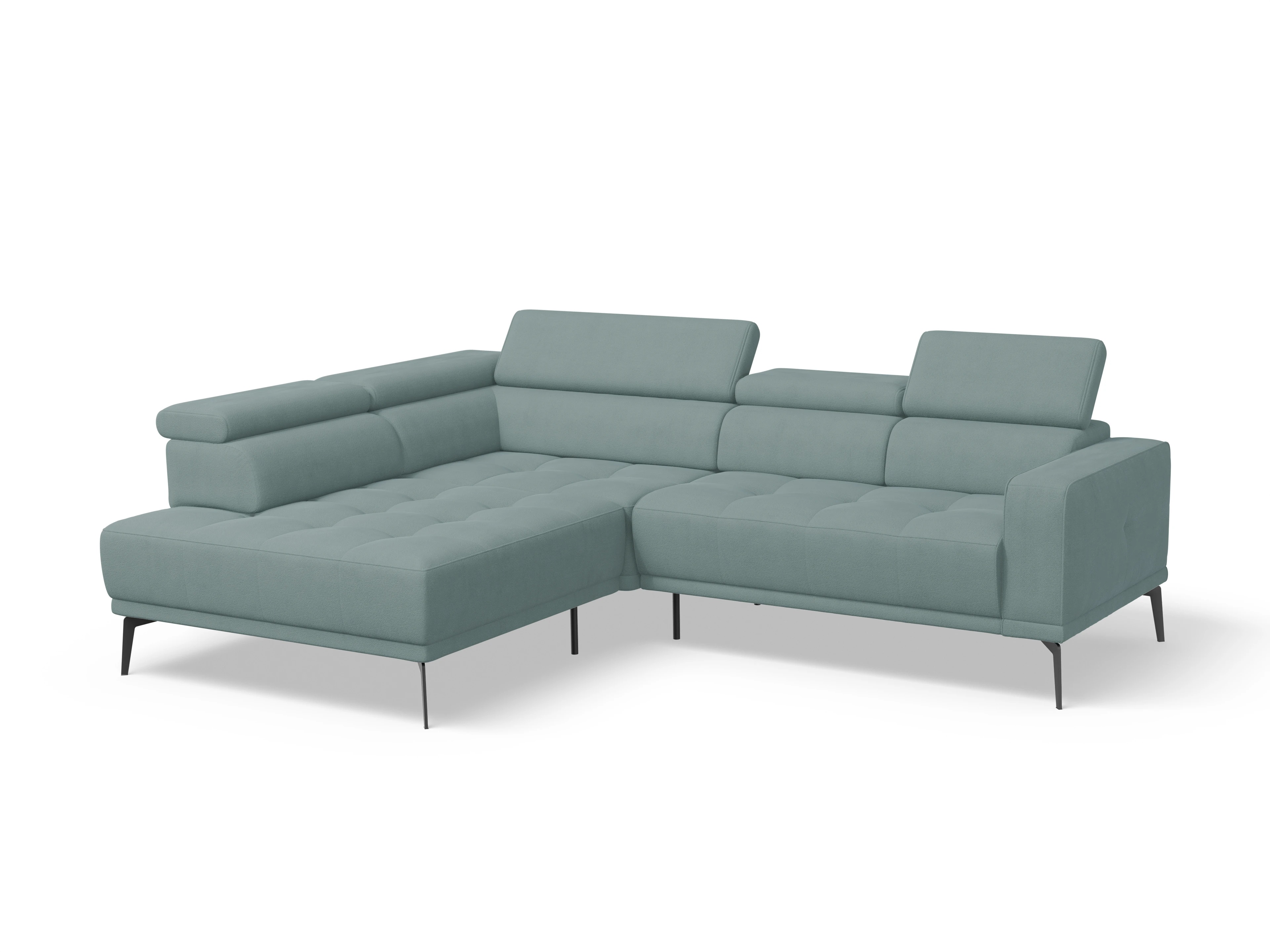 Ansicht des Produktes Marco Ecksofa links Abschluss offen in Stoff Blau